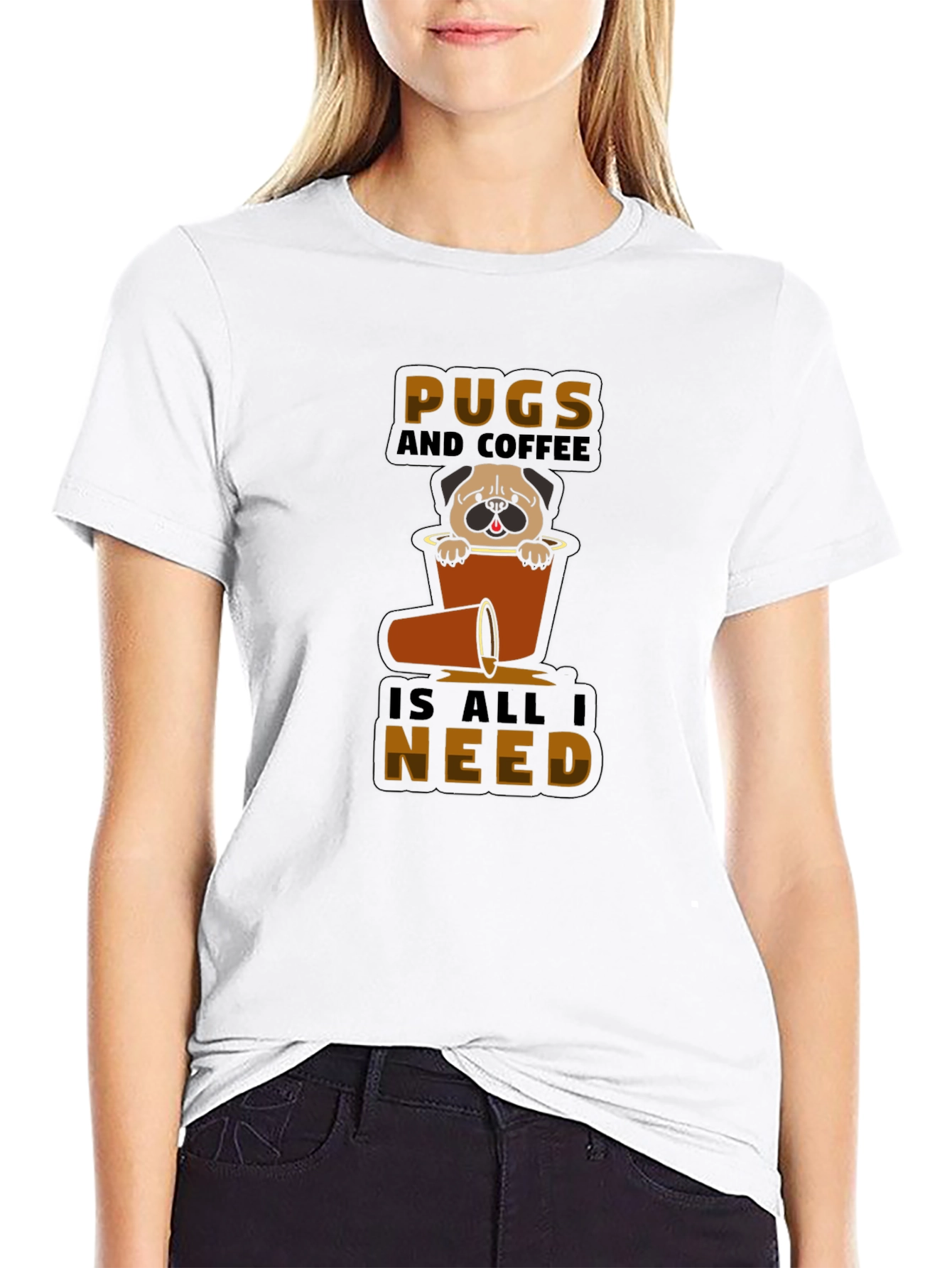 Pugs and Coffee Graphic T-Shirt