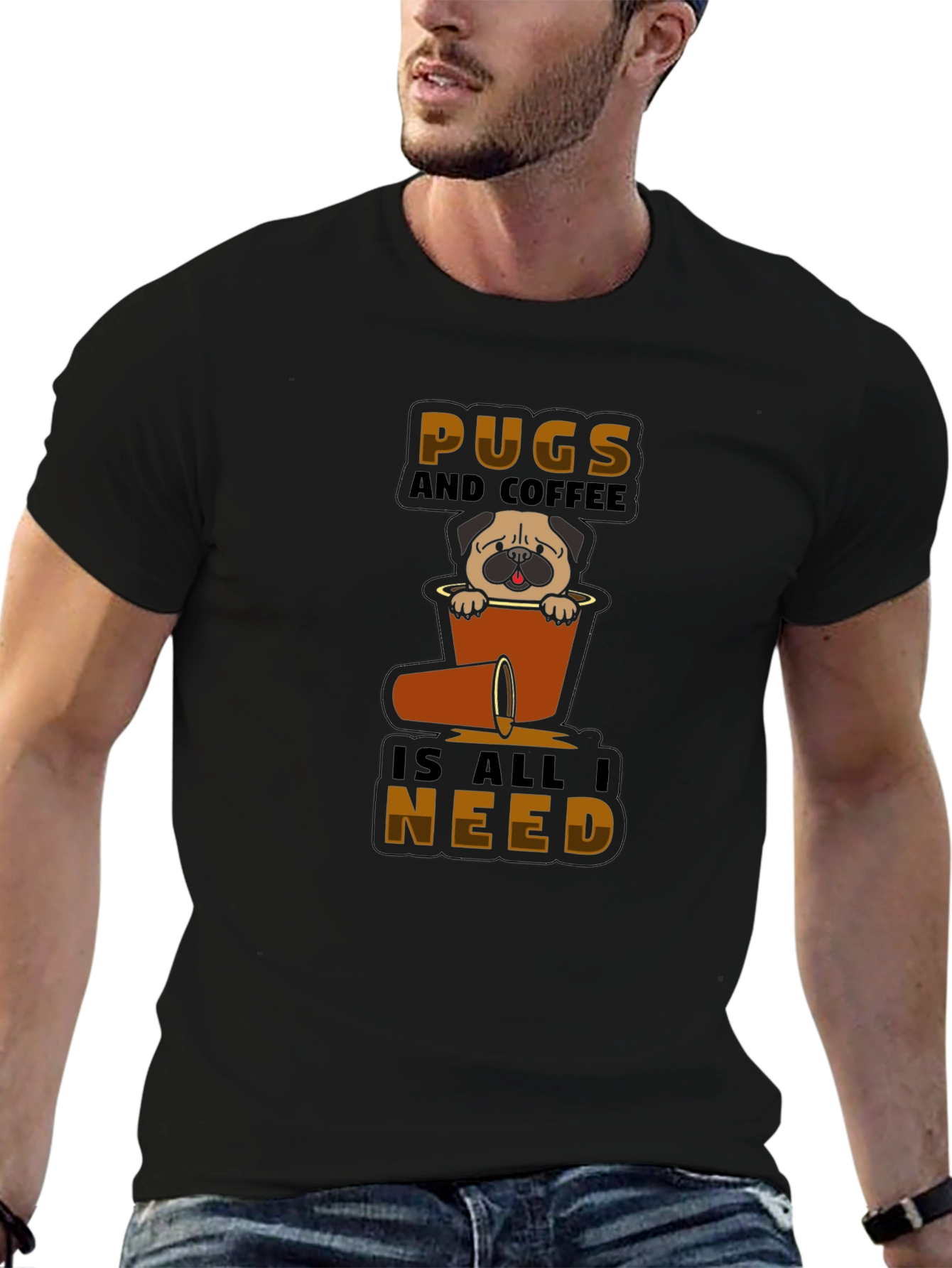 Pugs and Coffee Graphic T-Shirt