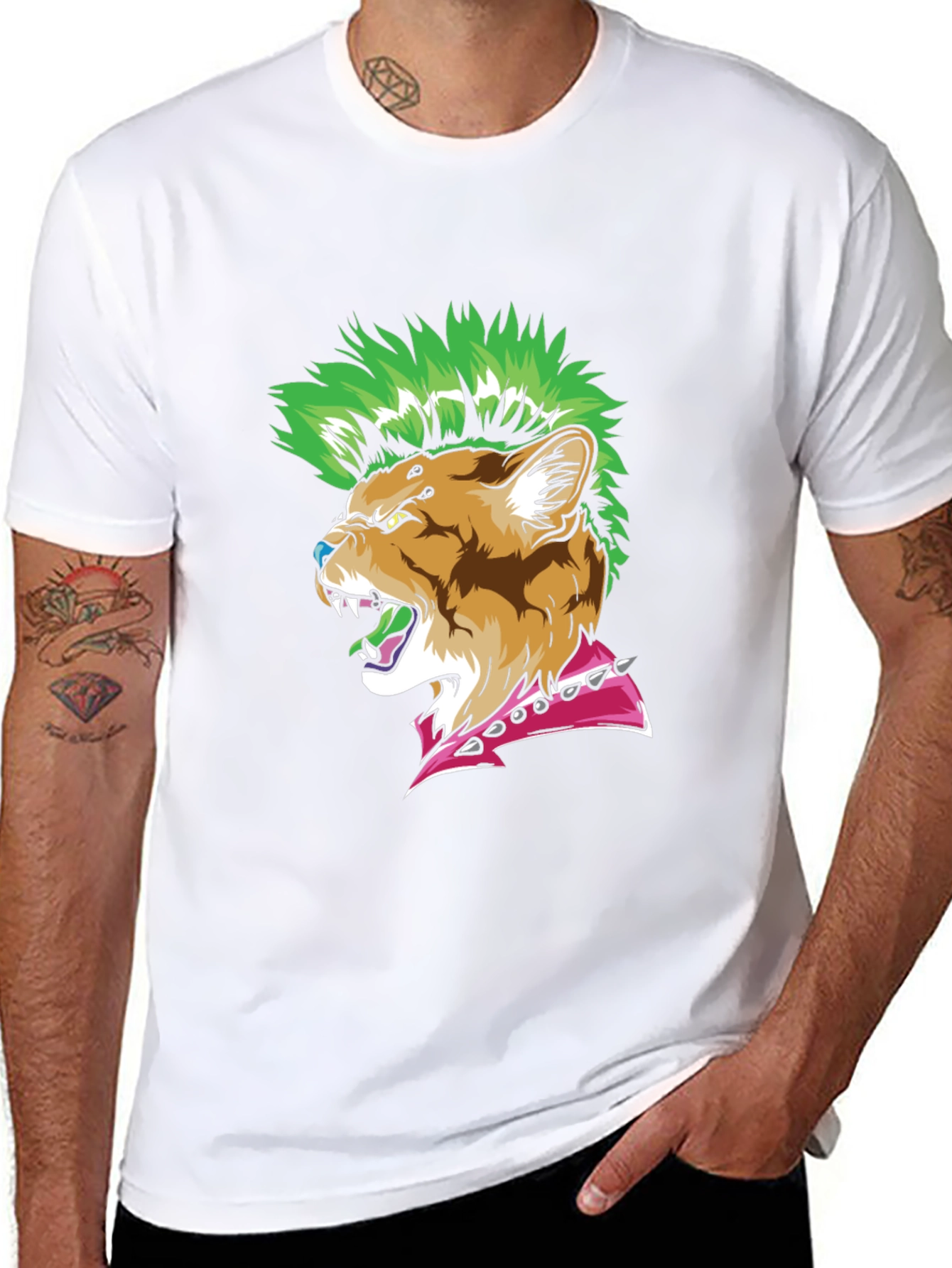 Punk Rock Cougar T-Shirt - Edgy Animal Graphic Tee