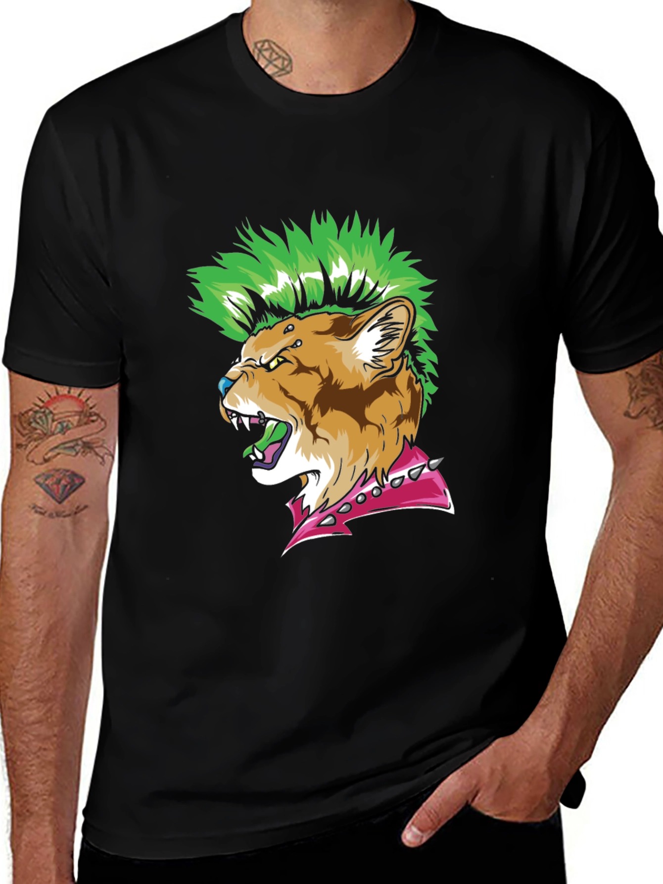 Punk Rock Cougar T-Shirt - Edgy Animal Graphic Tee