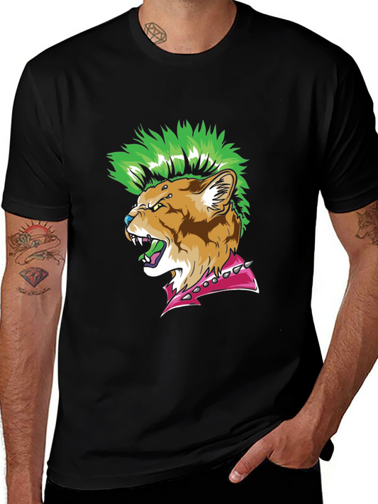 Punk Rock Cougar T-Shirt - Edgy Animal Graphic Tee