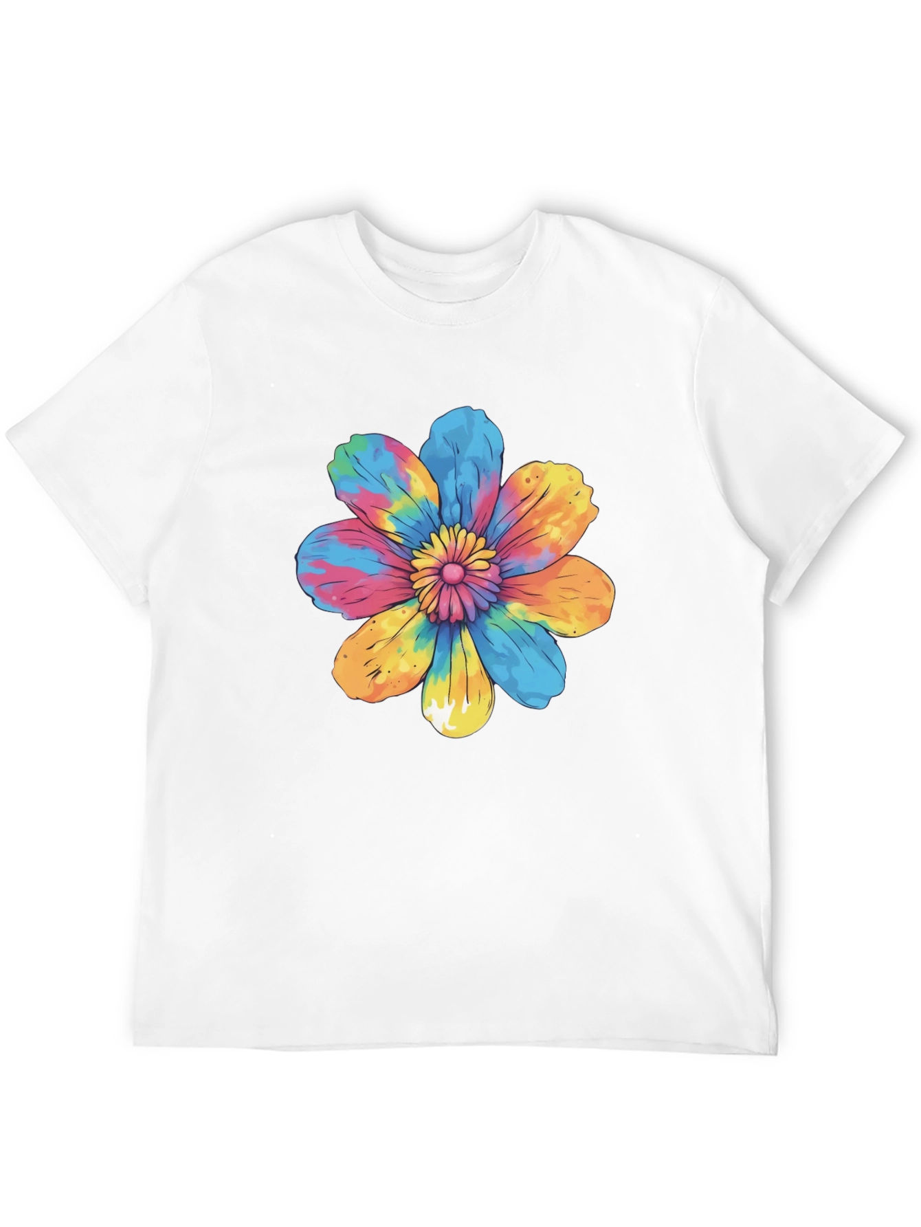 Tie-Dye Flower Graphic Black T-Shirt