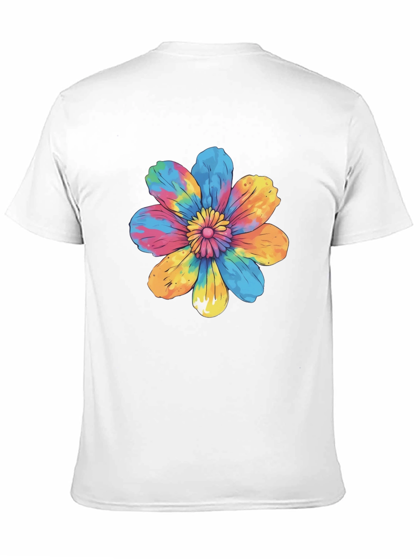 Tie-Dye Flower Graphic Black T-Shirt