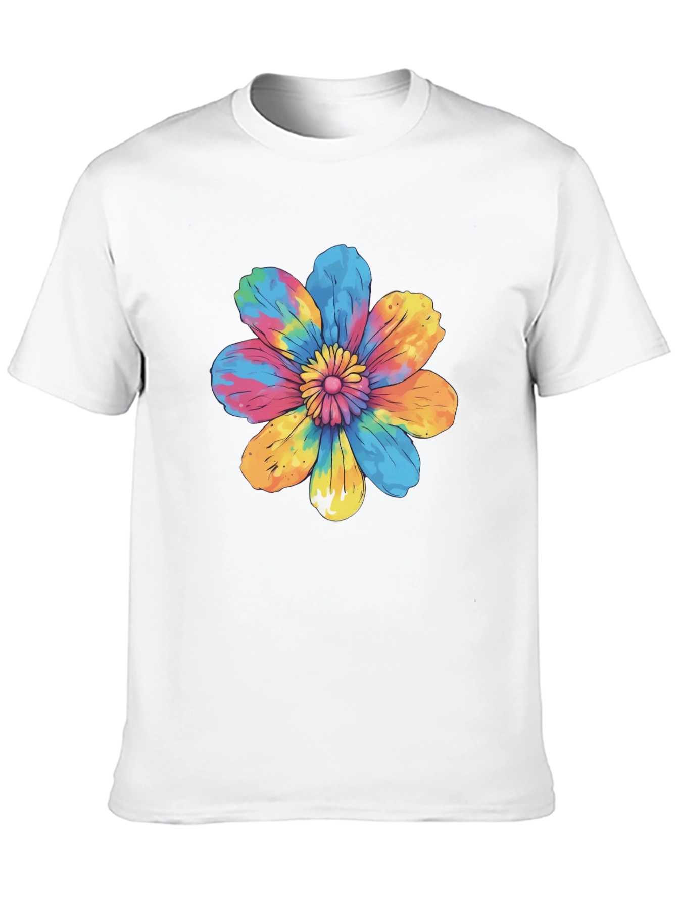 Tie-Dye Flower Graphic Black T-Shirt