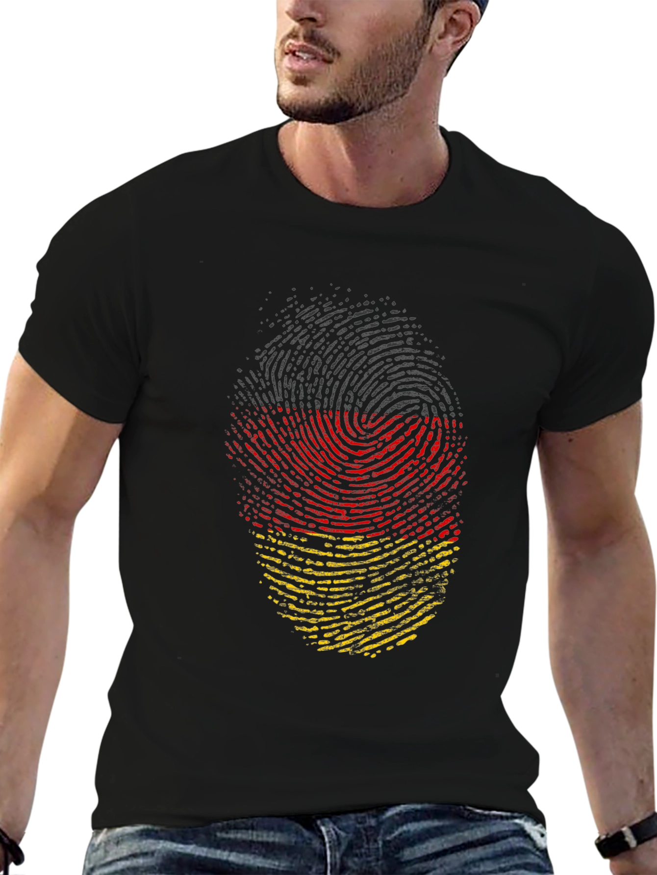 Germany Flag Fingerprint T-Shirt - Black