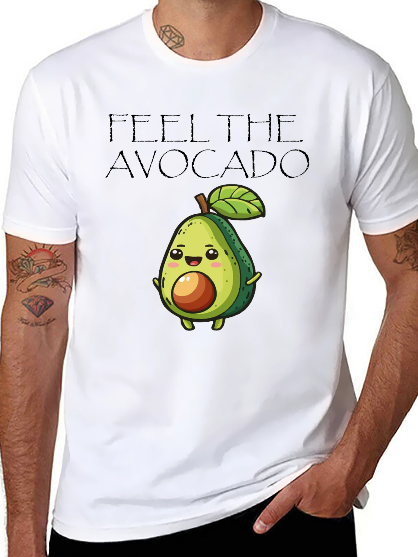 Feel The Avocado Graphic Black T-Shirt