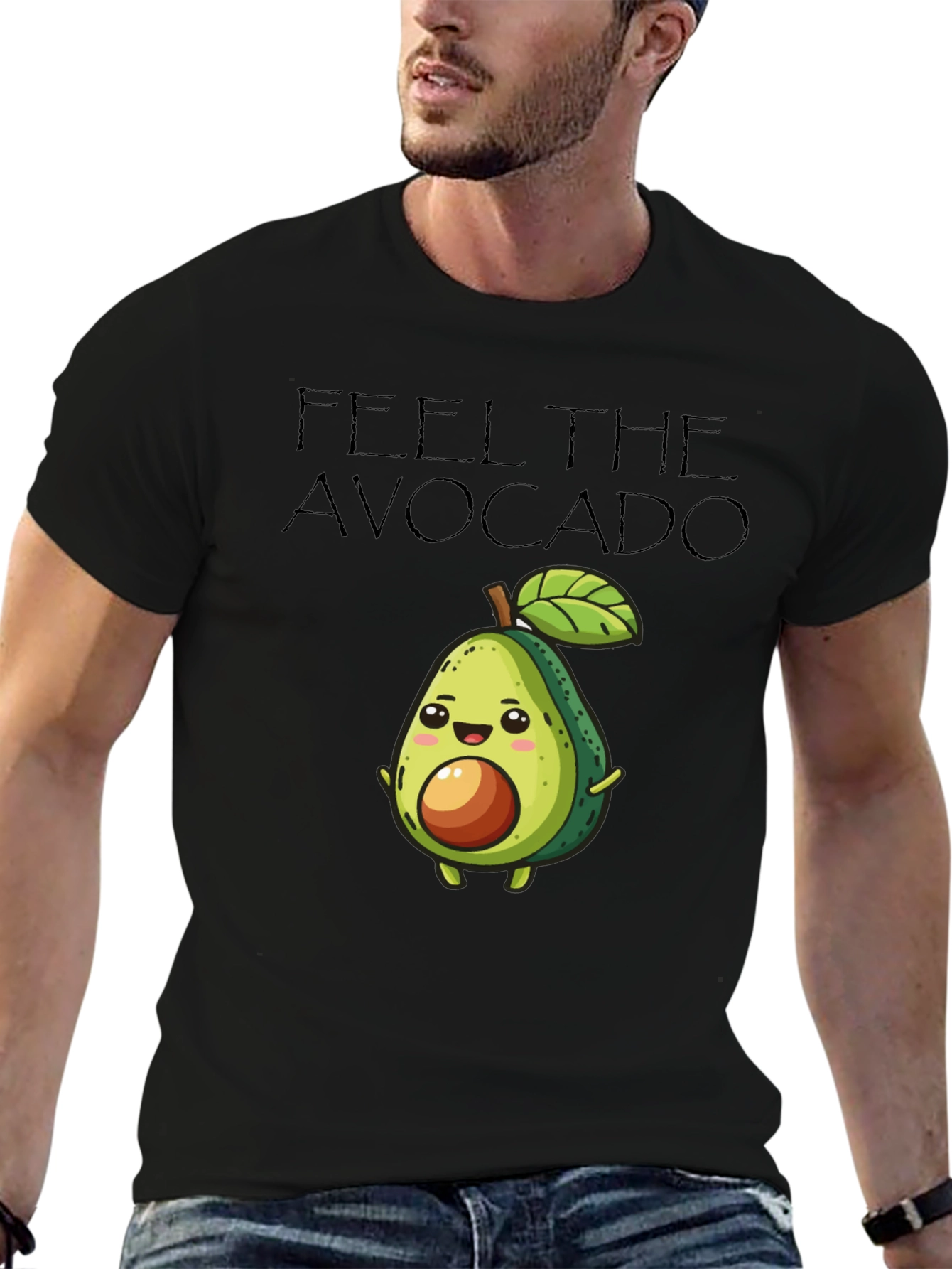 Feel The Avocado Graphic Black T-Shirt