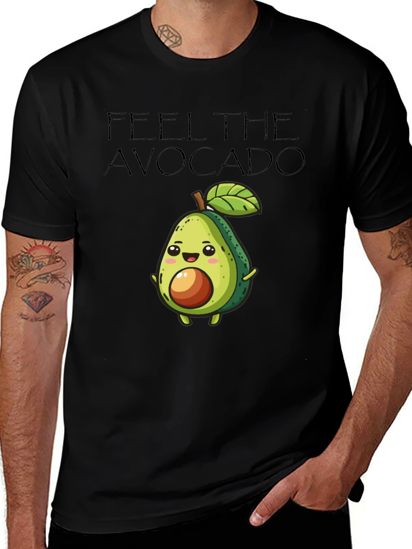 Feel The Avocado Graphic Black T-Shirt