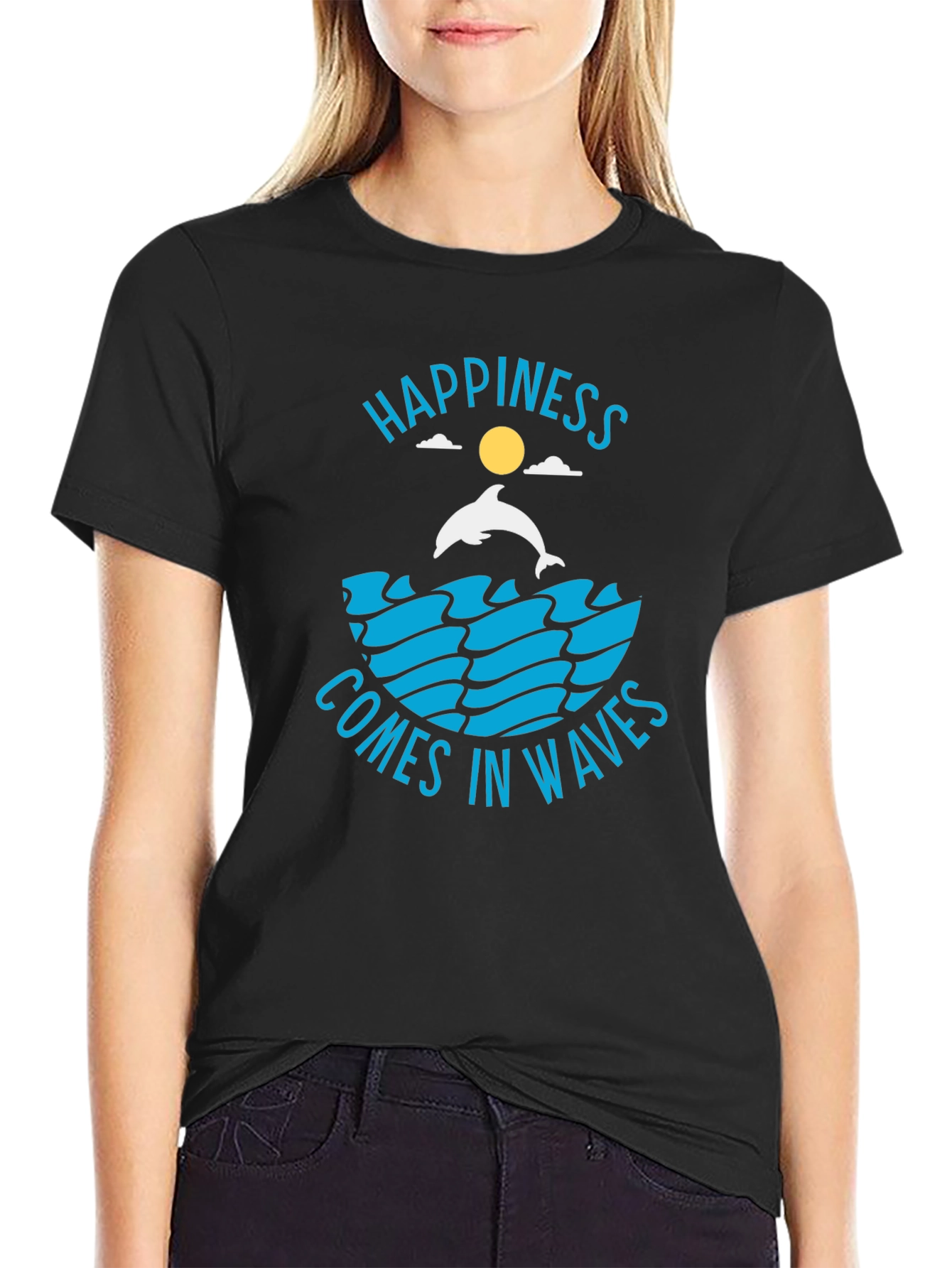 Happiness Comes in Waves Graphic T-Shirt