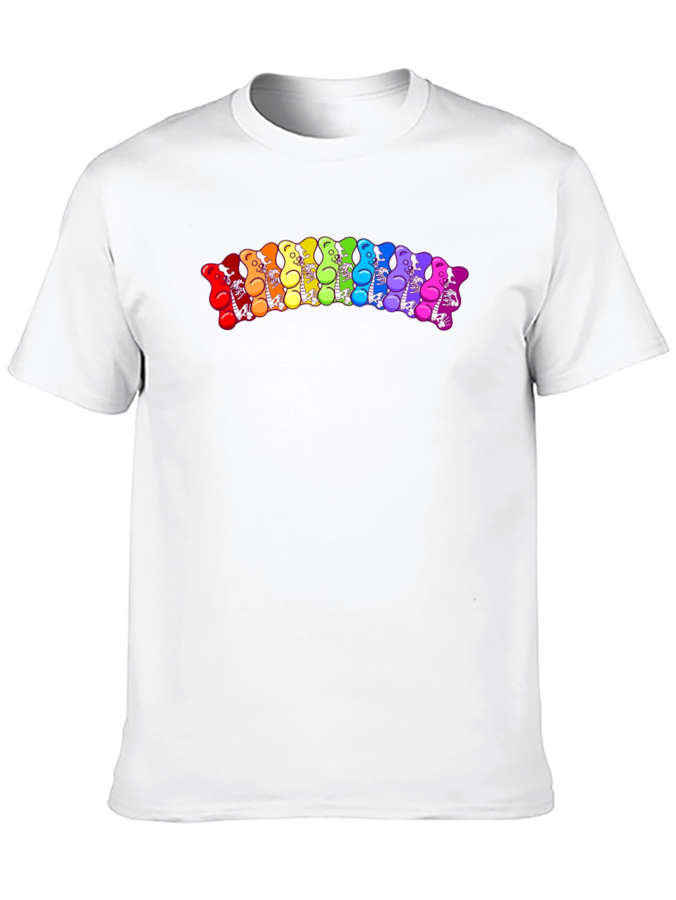 Rainbow Gummy Bear Skeleton Graphic Tee - Black