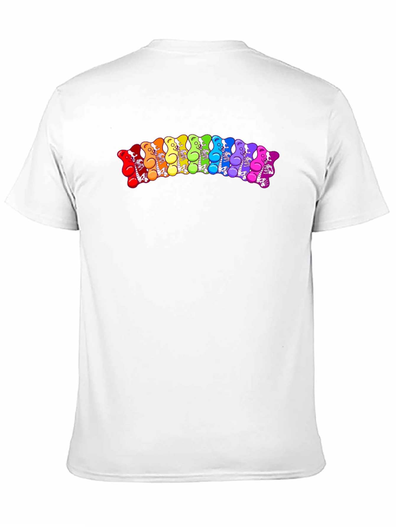 Rainbow Gummy Bear Skeleton Graphic Tee - Black