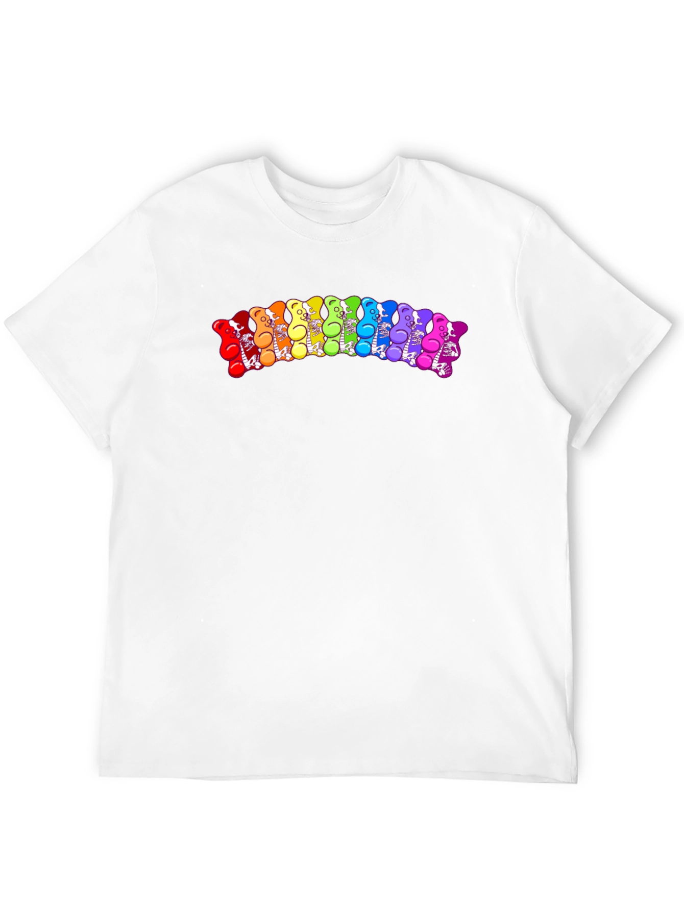Rainbow Gummy Bear Skeleton Graphic Tee - Black