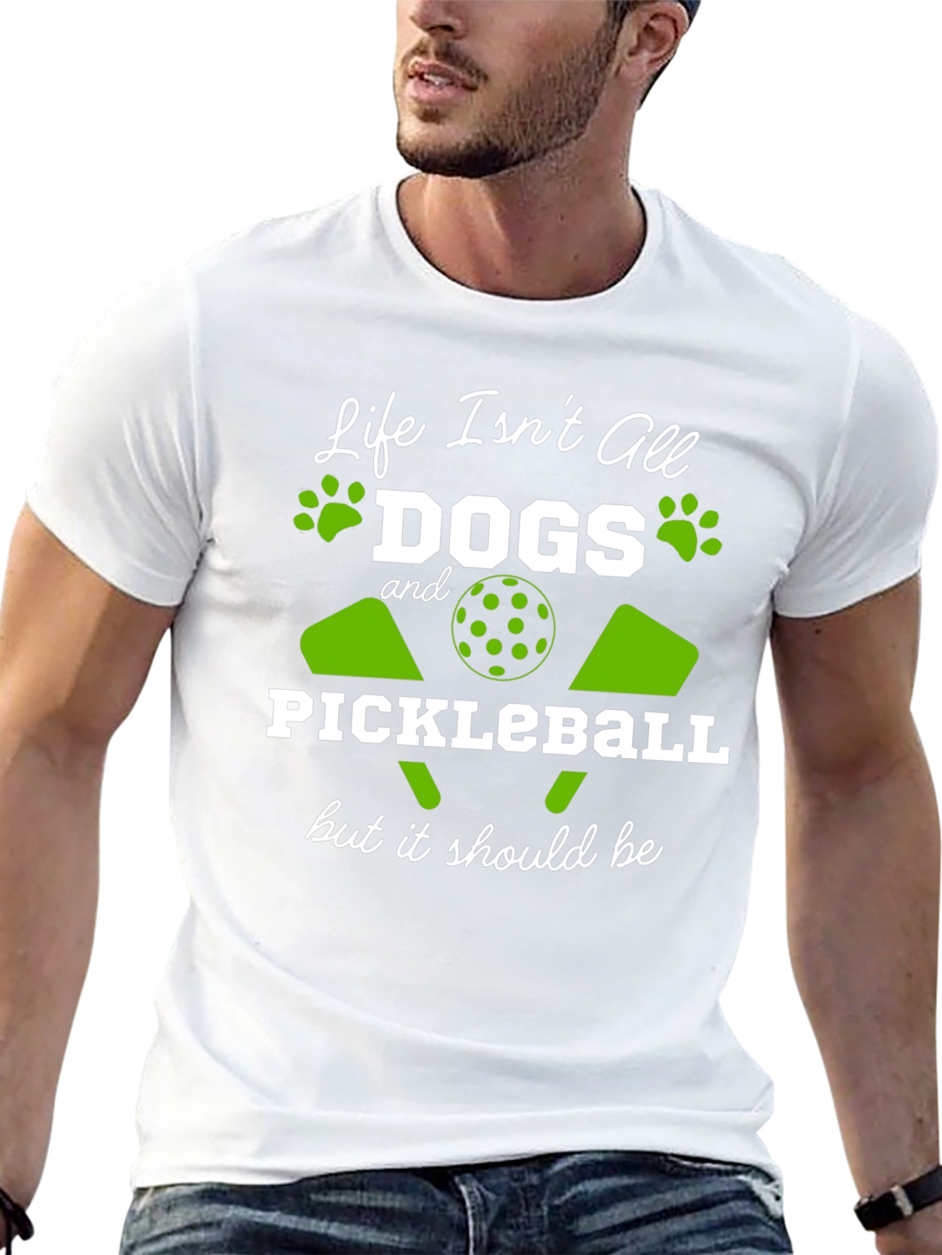 Life Isnt All Dogs & Pickleball Black Graphic Tee