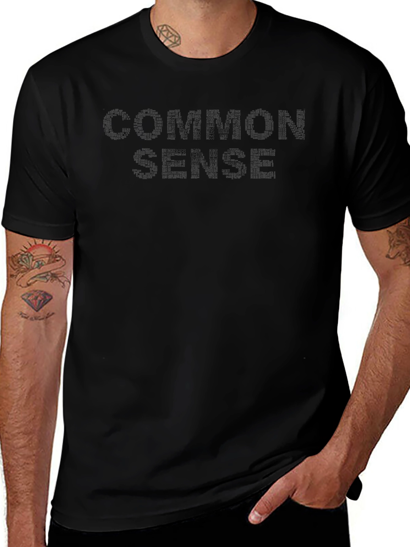 Common Sense T-Shirt - Black Crew Neck Graphic Tee