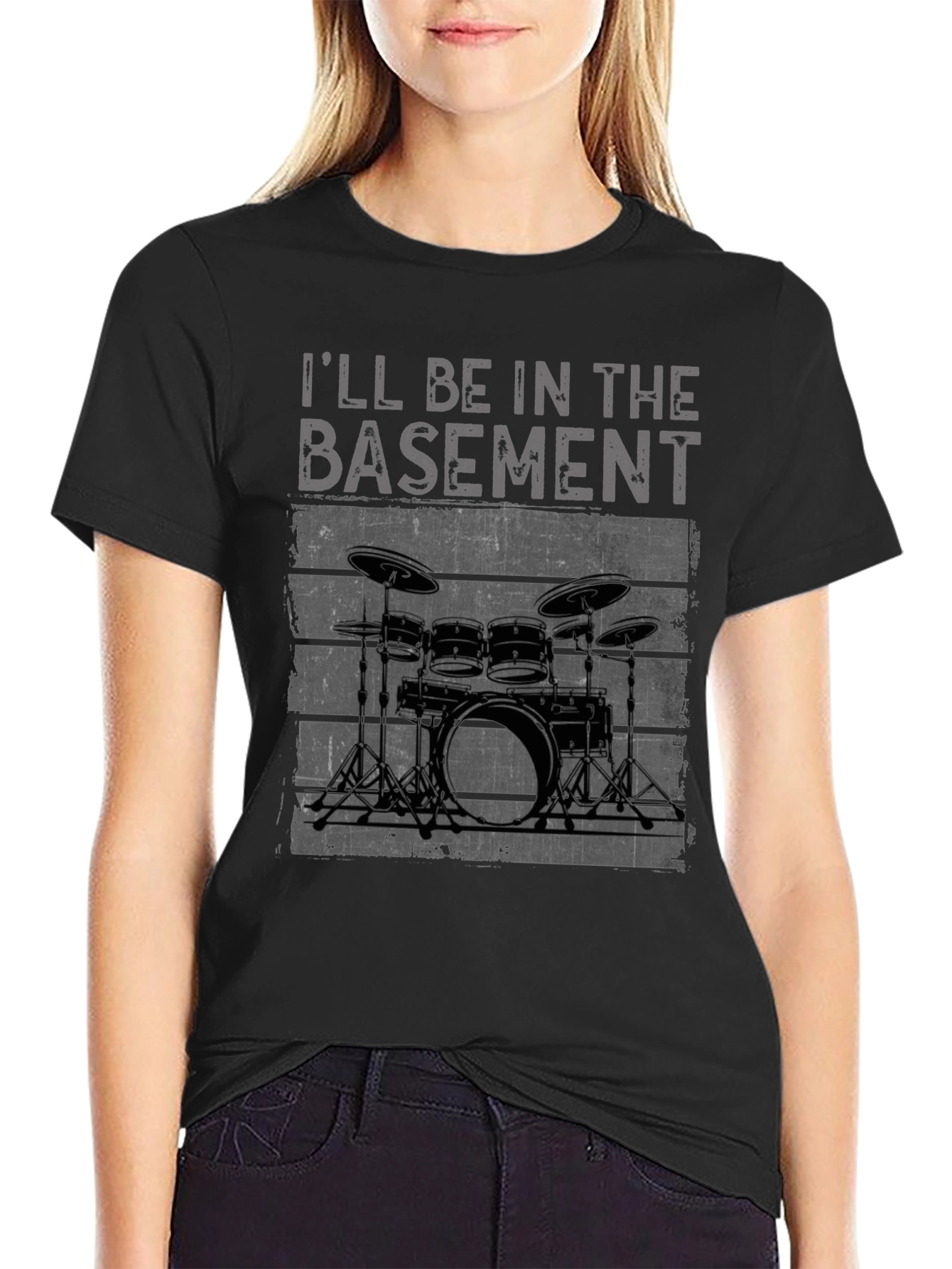 Ill Be In The Basement Drum Set T-Shirt