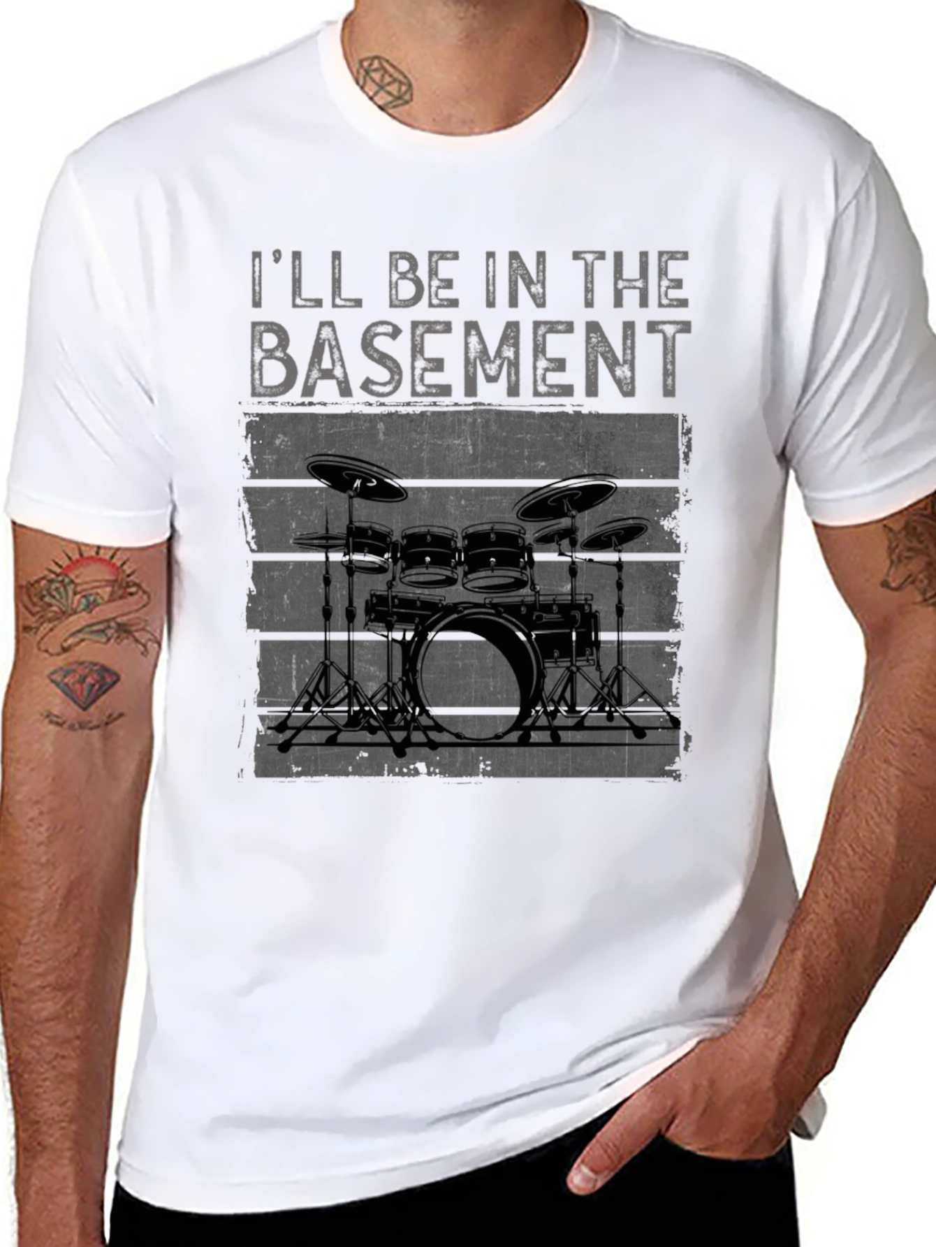 Ill Be In The Basement Drum Set T-Shirt