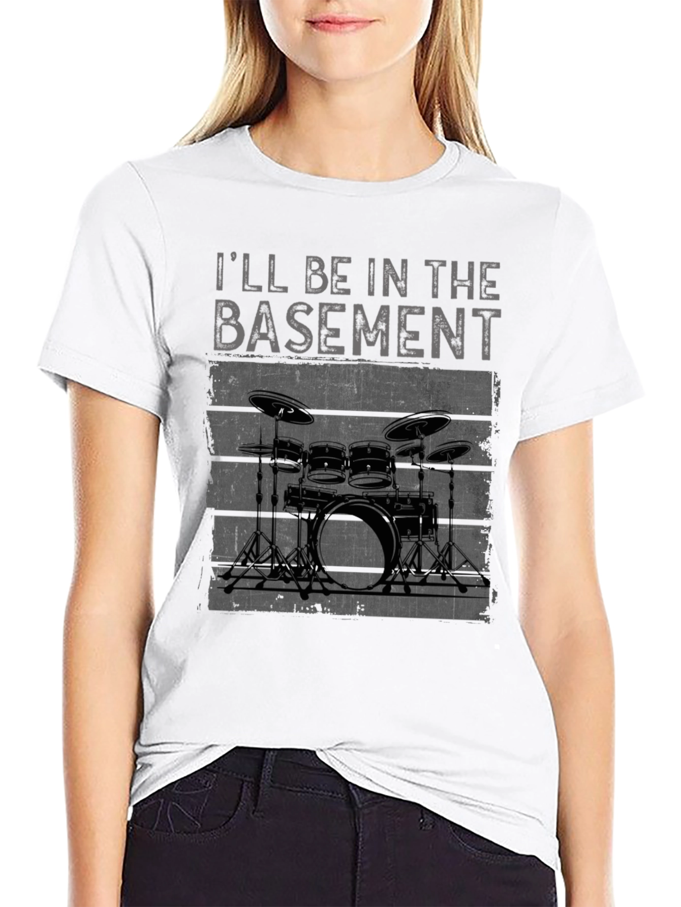 Ill Be In The Basement Drum Set T-Shirt