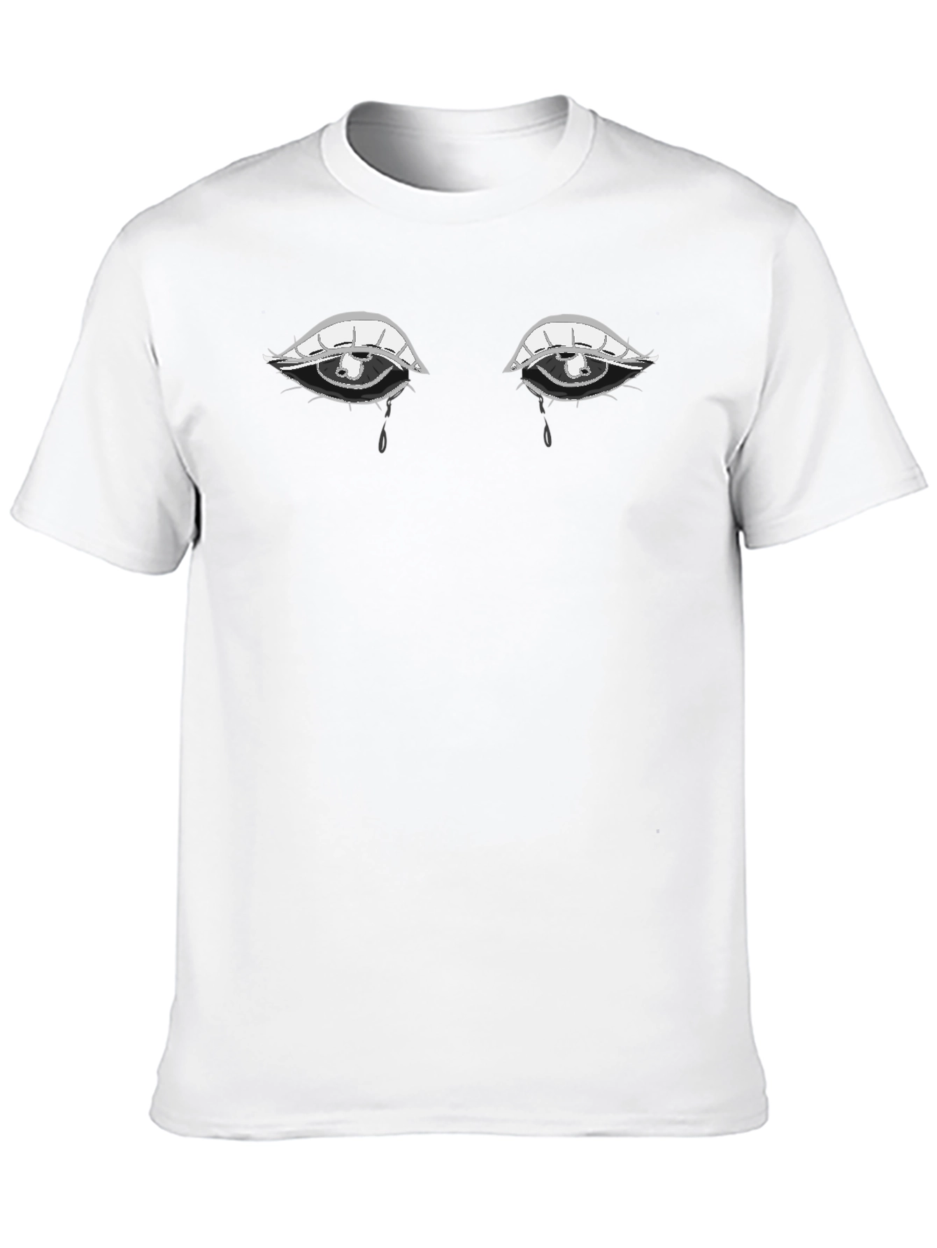 Tearful Eyes Graphic Tee - Expressive Black T-Shirt