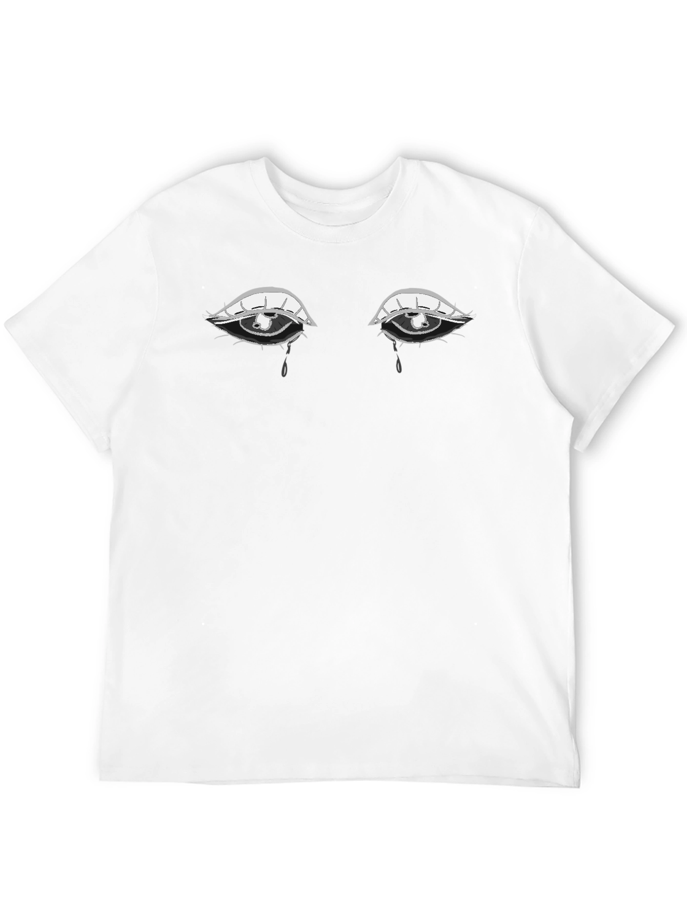Tearful Eyes Graphic Tee - Expressive Black T-Shirt