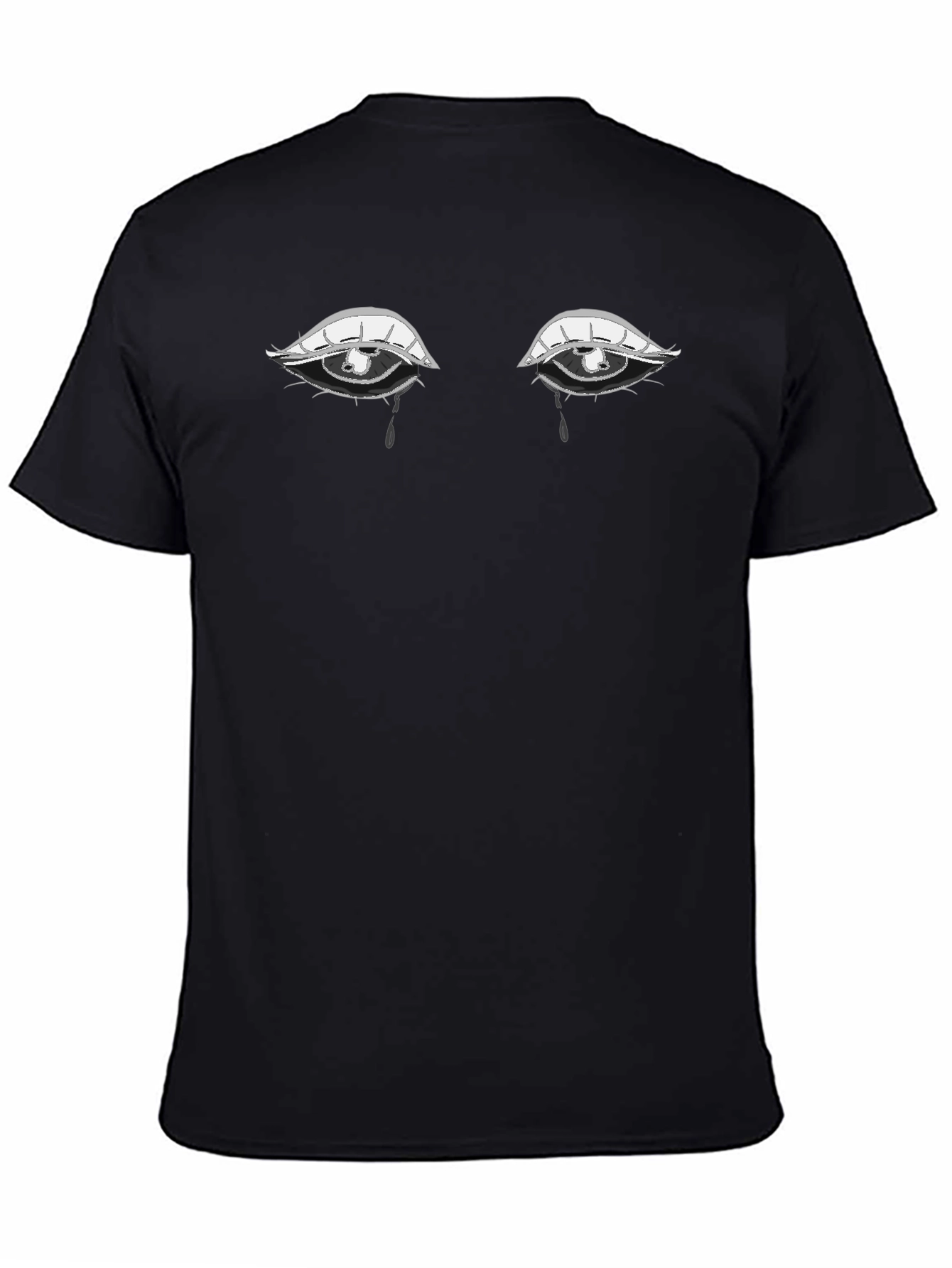 Tearful Eyes Graphic Tee - Expressive Black T-Shirt