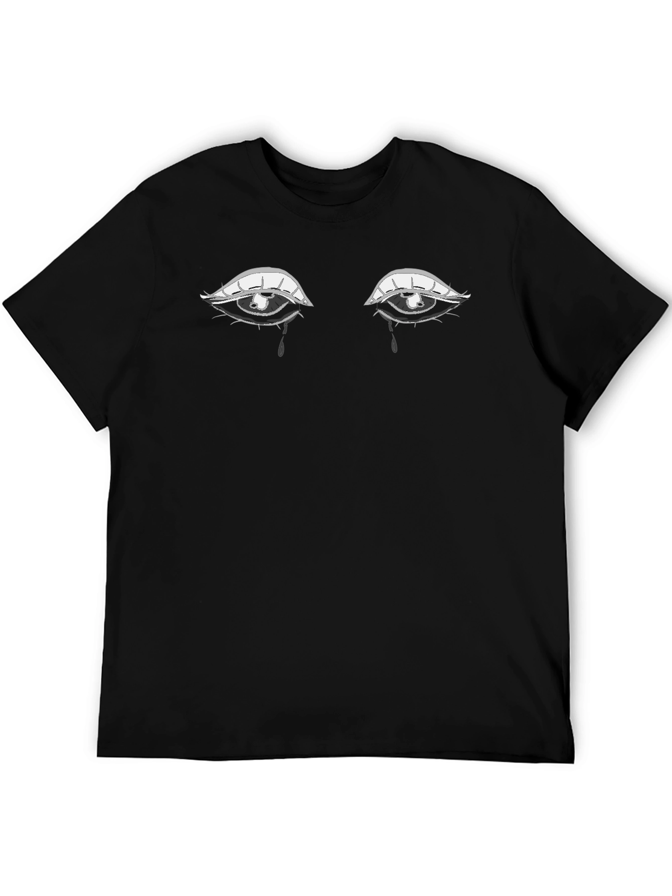 Tearful Eyes Graphic Tee - Expressive Black T-Shirt