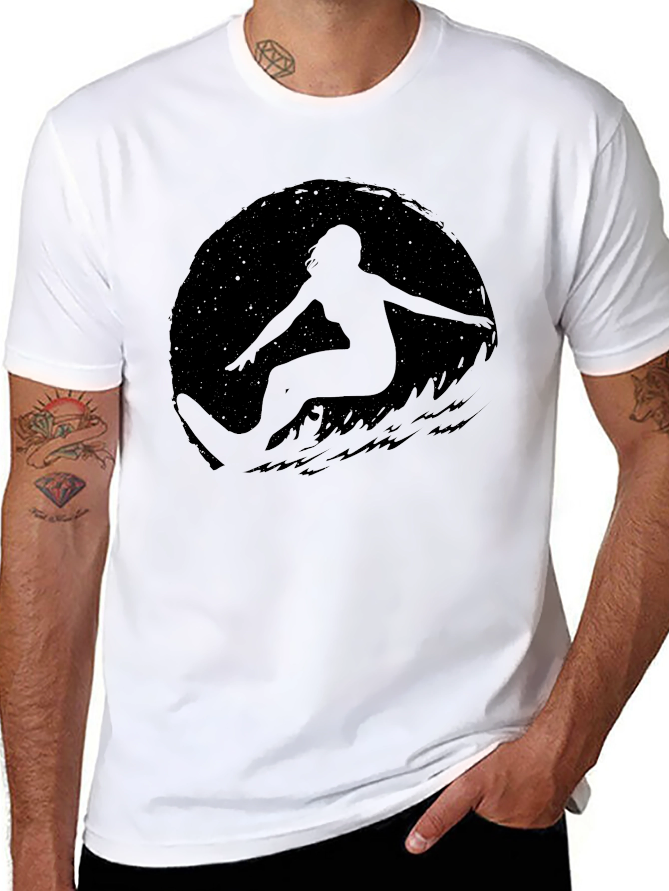 Surfer Silhouette Black T-Shirt