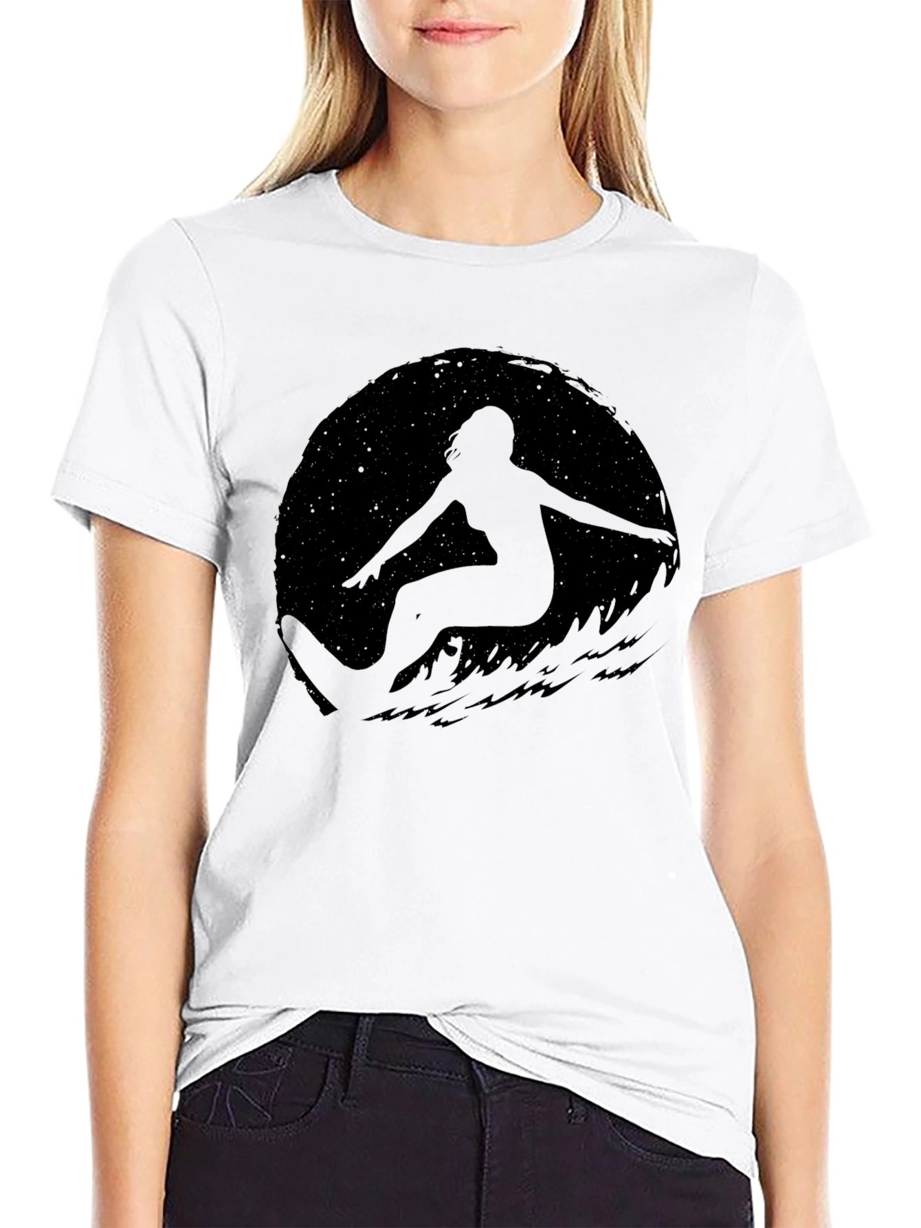 Surfer Silhouette Black T-Shirt