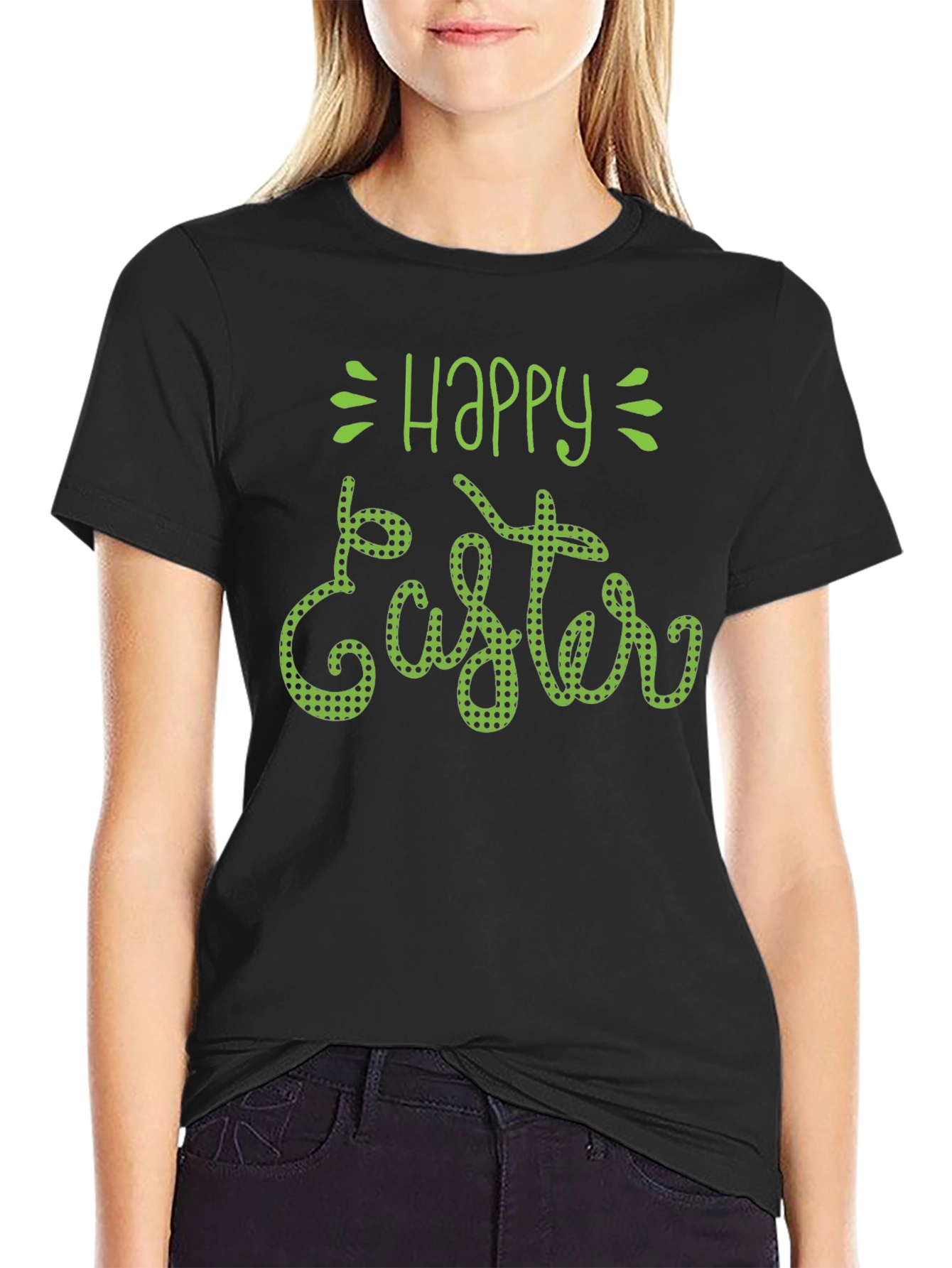 Happy Easter Green Polka Dot T-Shirt