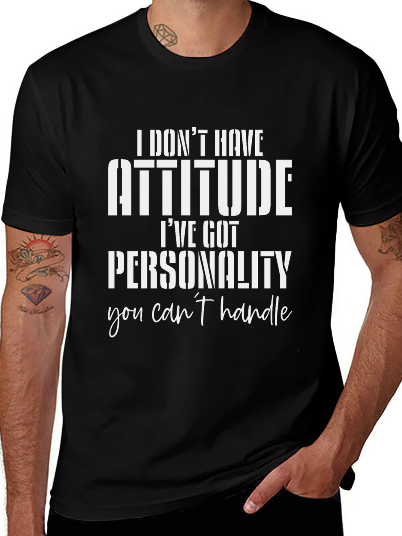 Attitude Funny Slogan Graphic Black T-Shirt