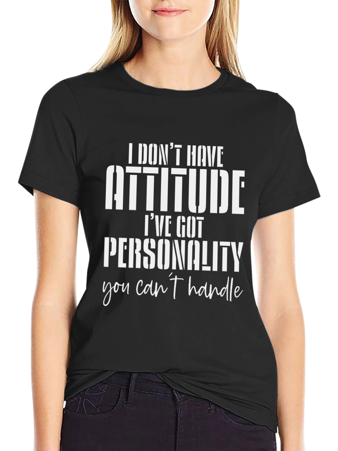 Attitude Funny Slogan Graphic Black T-Shirt