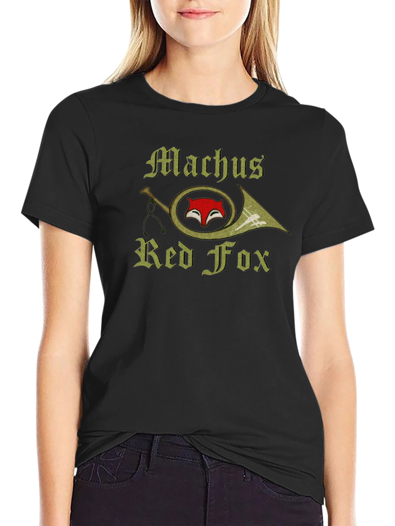 Machus Red Fox T-Shirt Black Graphic Tee