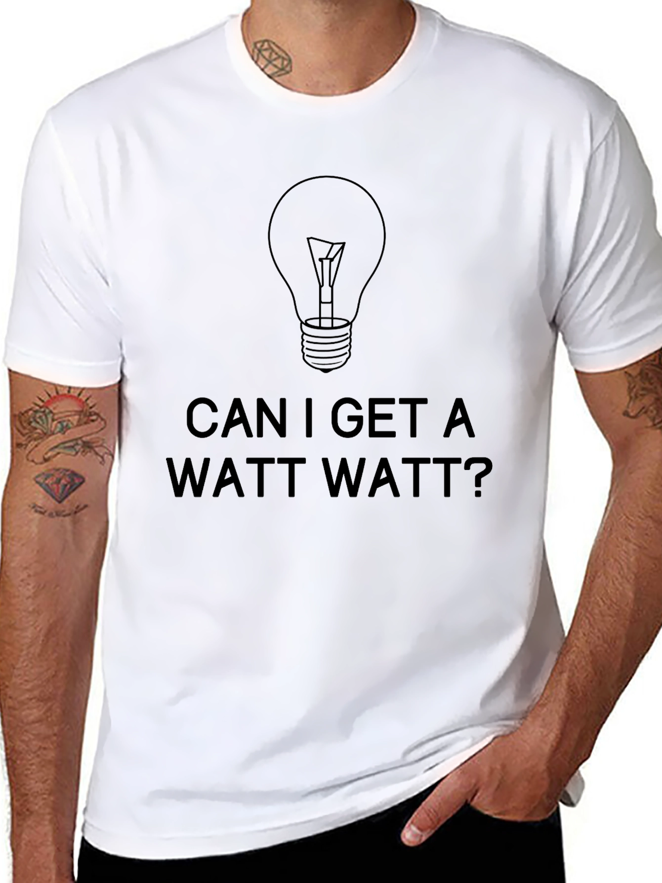Can I Get a Watt Watt? Black T-Shirt