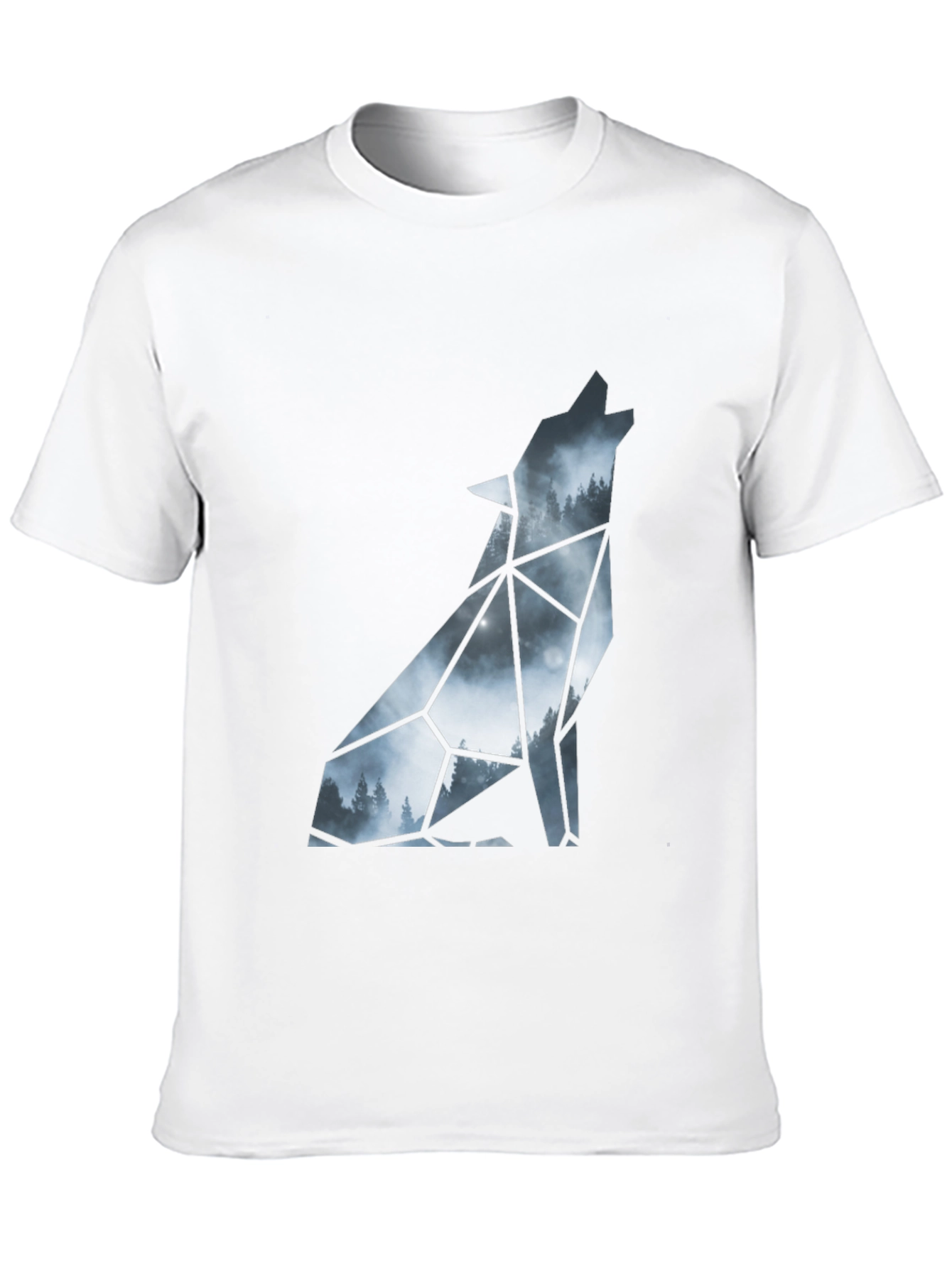 Geometric Wolf Silhouette Black T-Shirt