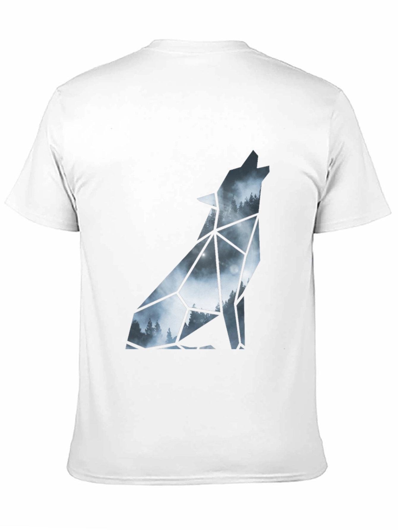 Geometric Wolf Silhouette Black T-Shirt