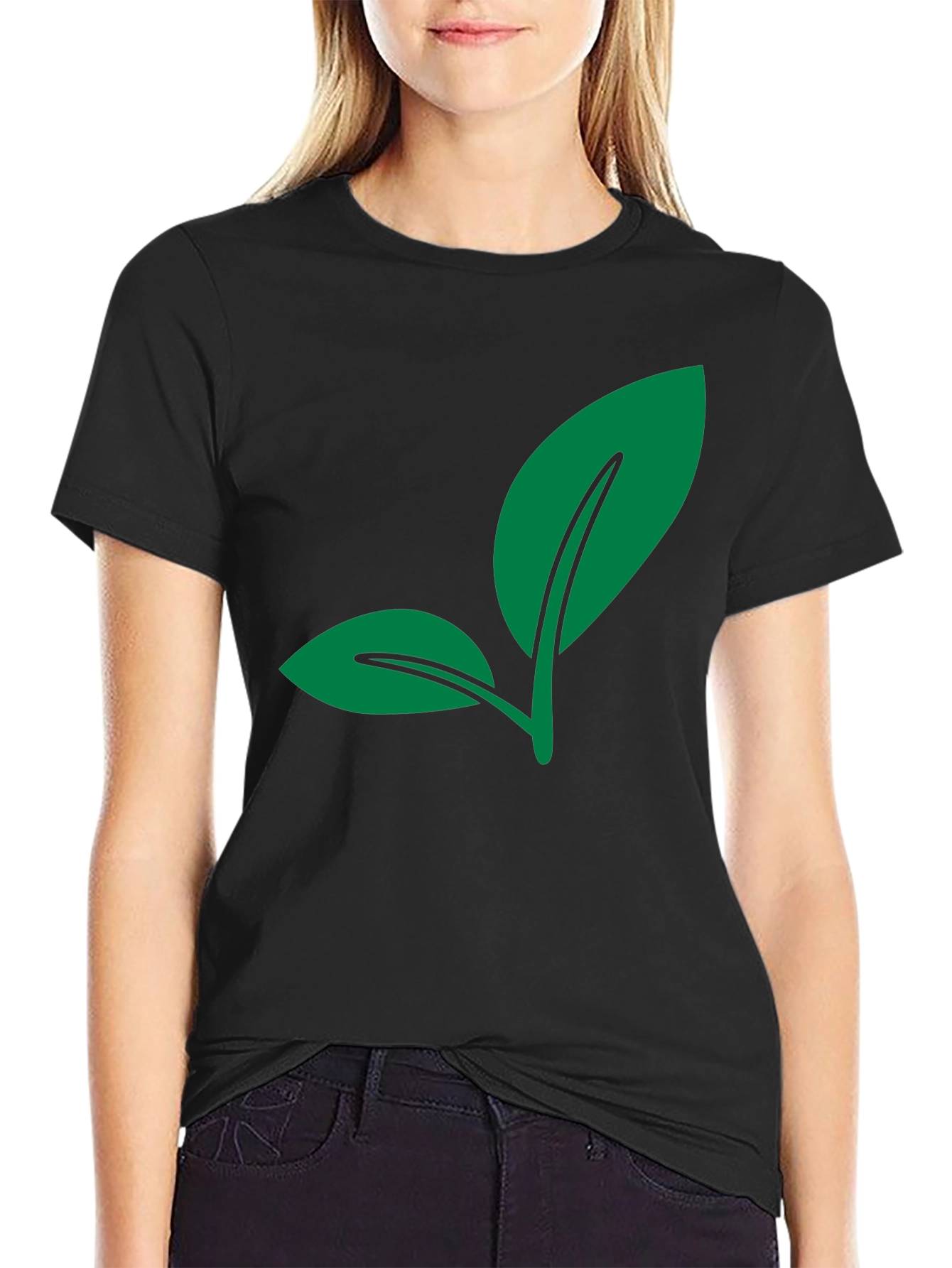 Leaf Graphic Black T-Shirt