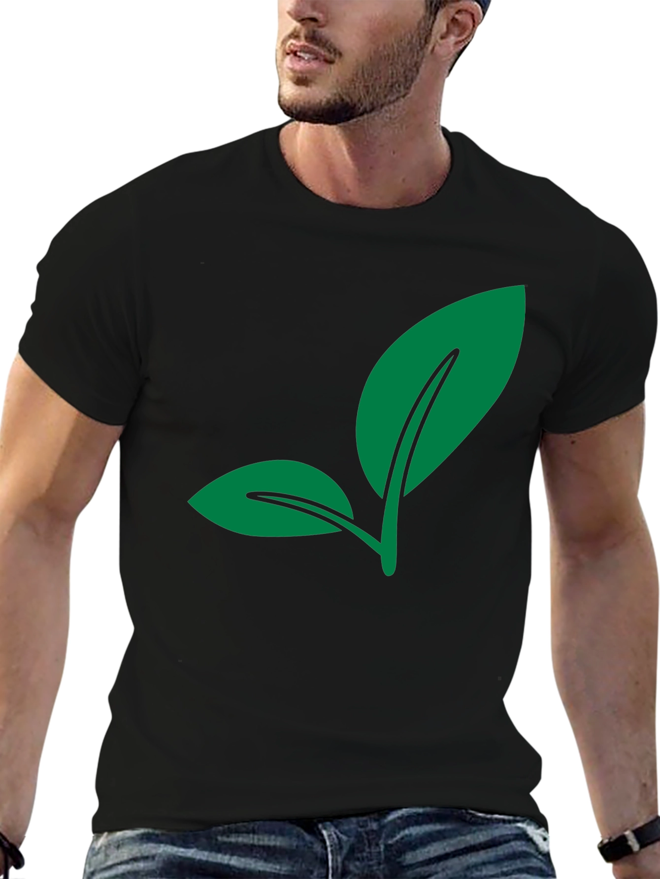 Leaf Graphic Black T-Shirt