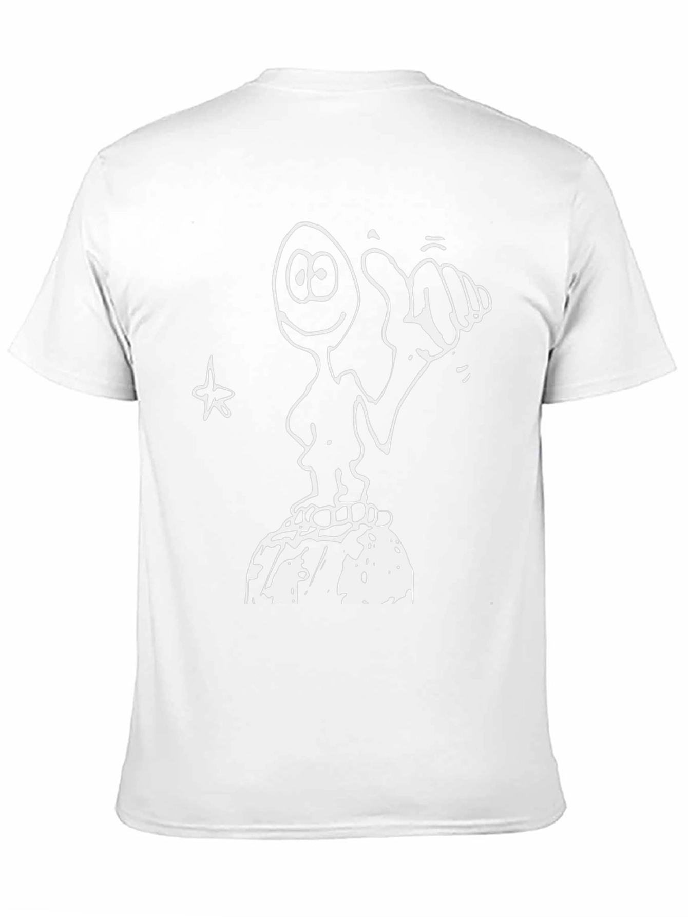 Humorous Hand-Drawn Character Black T-Shirt