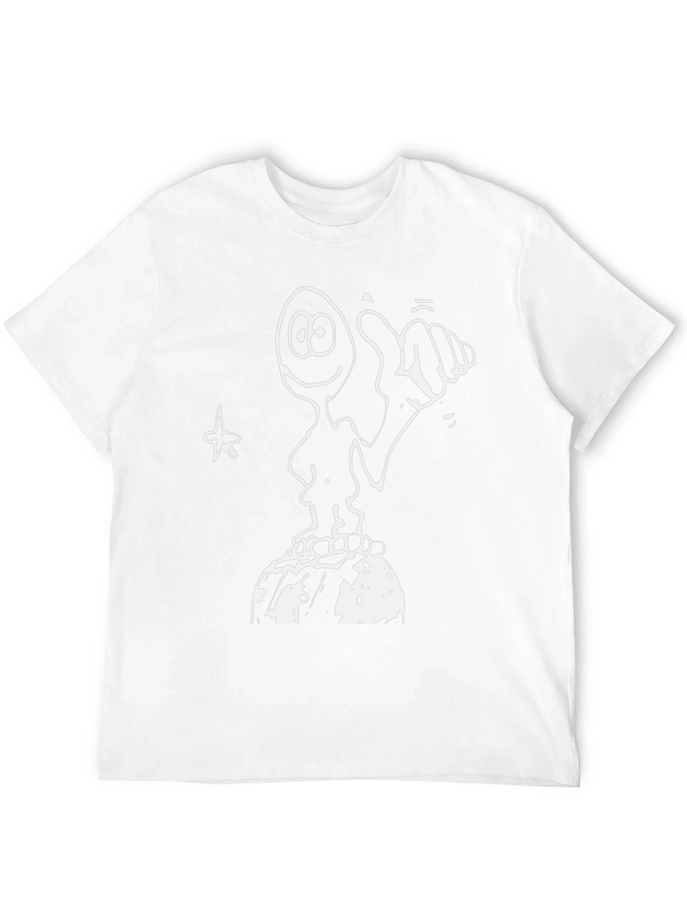 Humorous Hand-Drawn Character Black T-Shirt