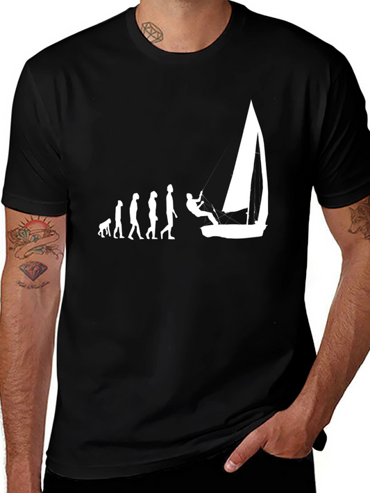 Sailing Evolution T-Shirt - Black Crew Neck Short Sleeve