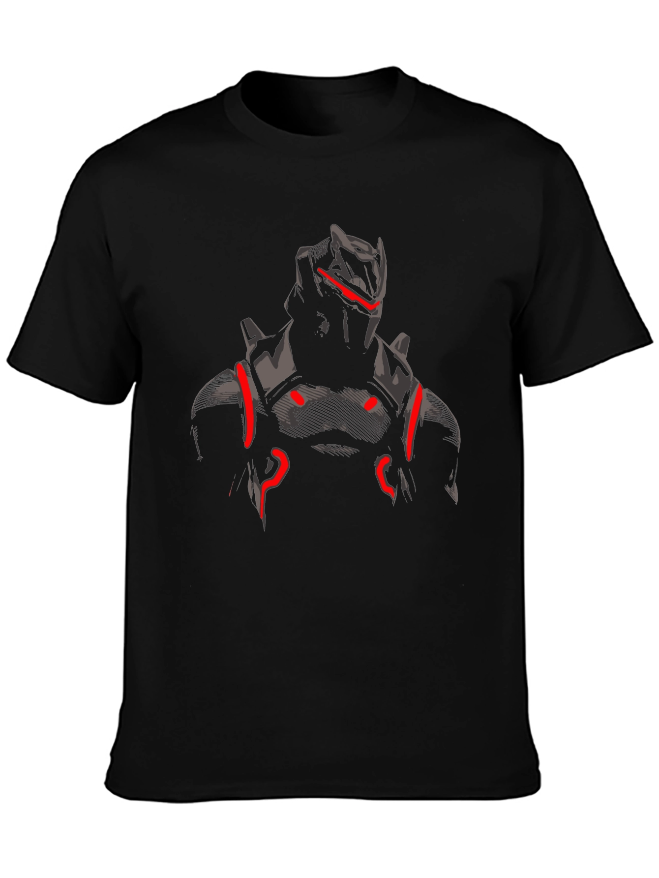 Mens Black Graphic Tee - Futuristic Armor Design