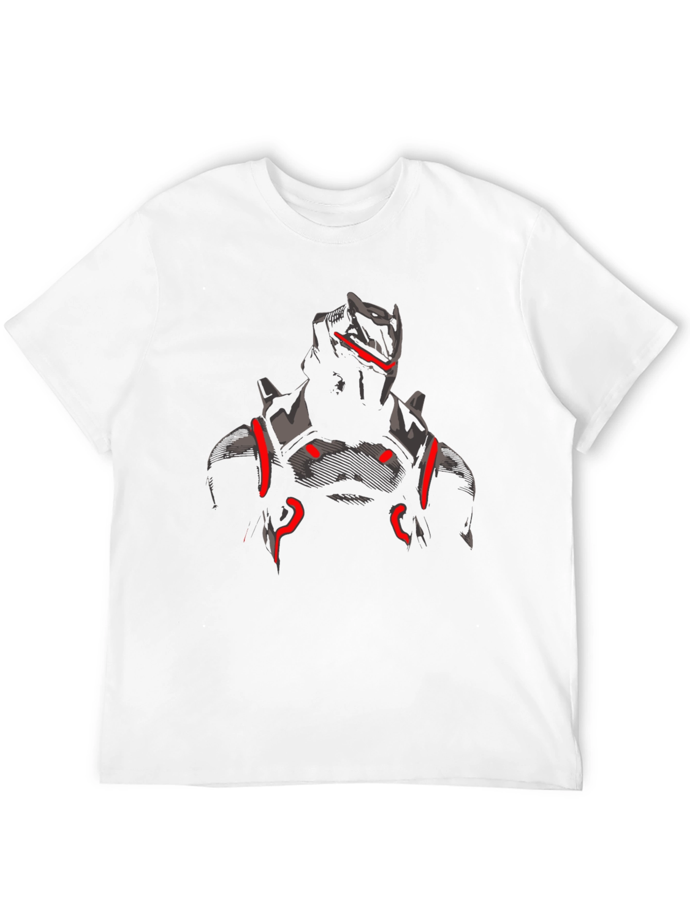 Mens Black Graphic Tee - Futuristic Armor Design