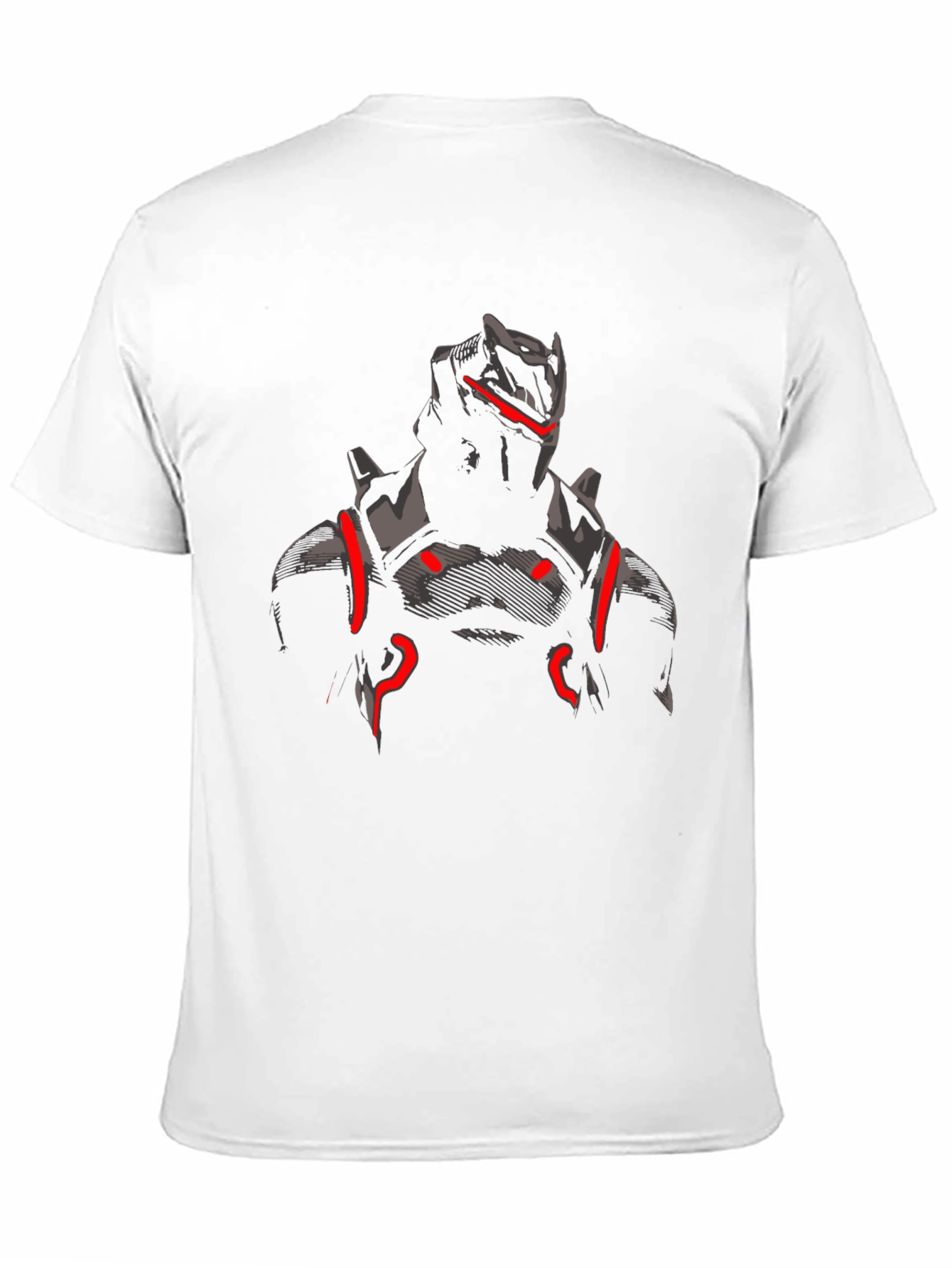 Mens Black Graphic Tee - Futuristic Armor Design