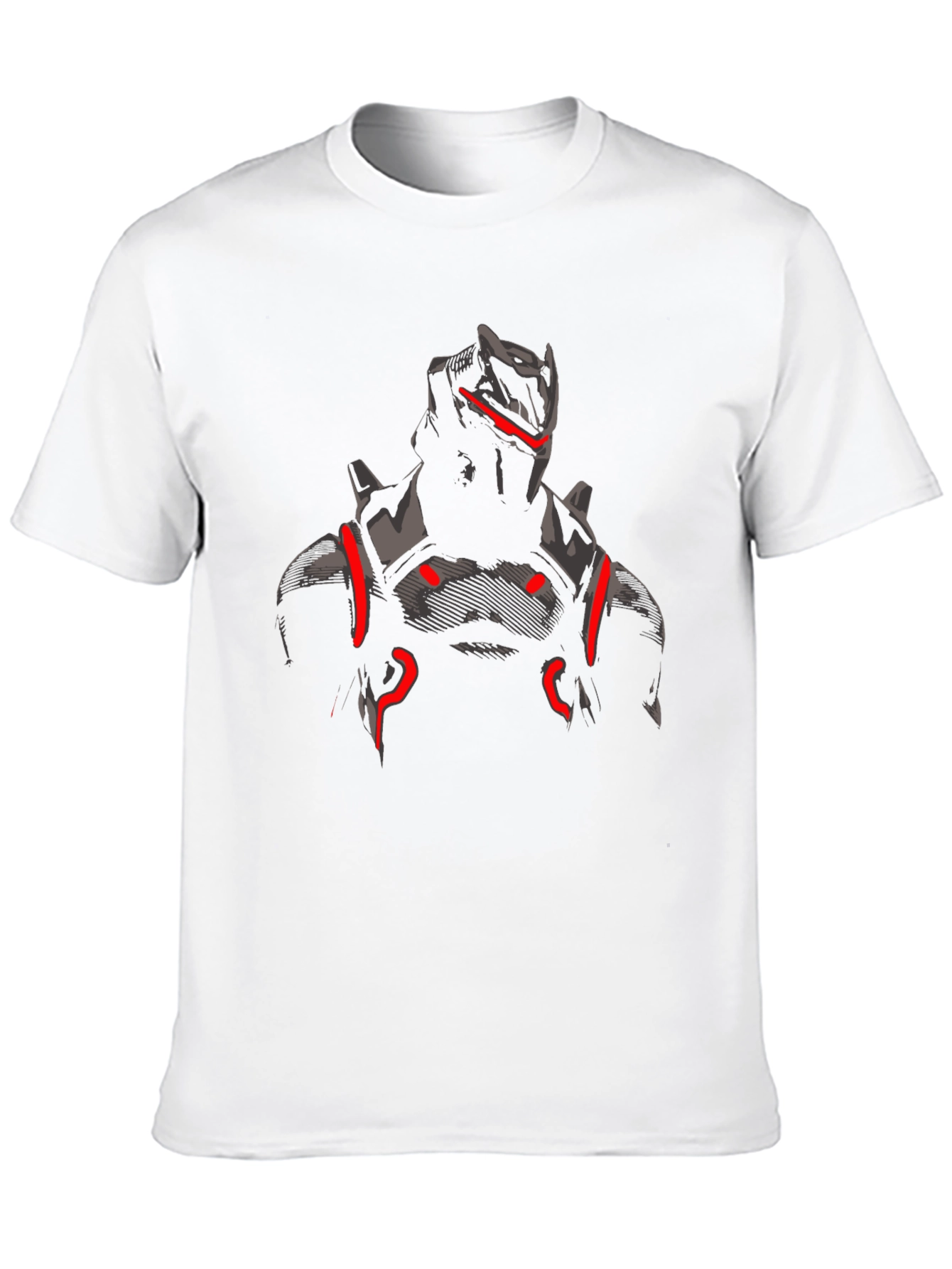 Mens Black Graphic Tee - Futuristic Armor Design