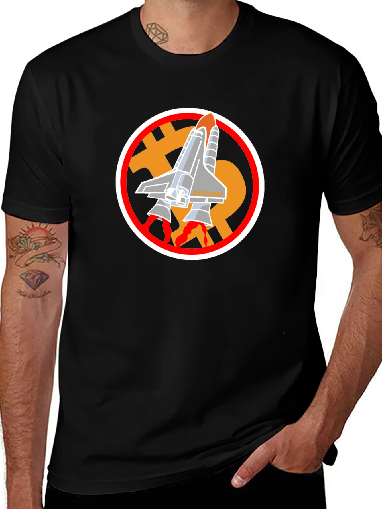 Bitcoin Rocket T-Shirt - Crypto Space Tee
