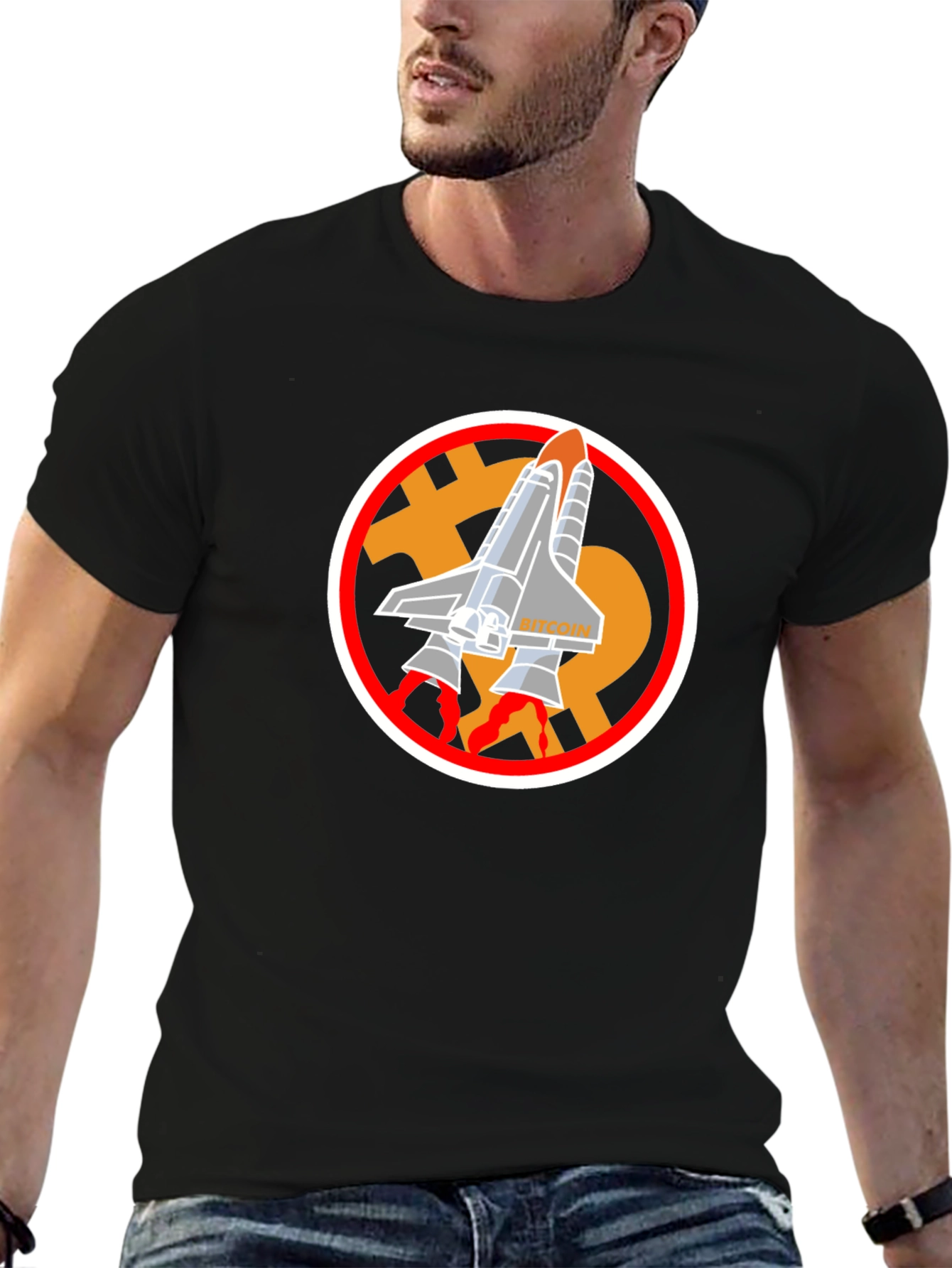 Bitcoin Rocket T-Shirt - Crypto Space Tee