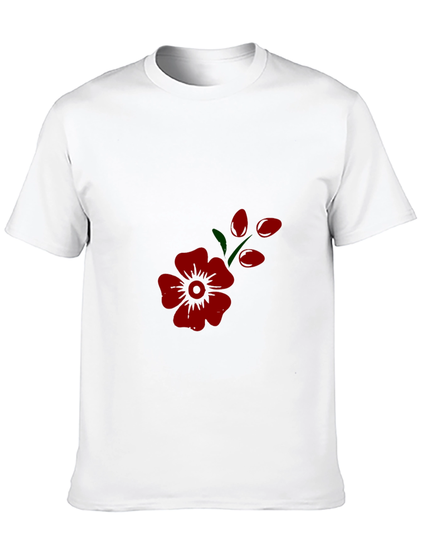 Mens Black Tee with Red Flower Print