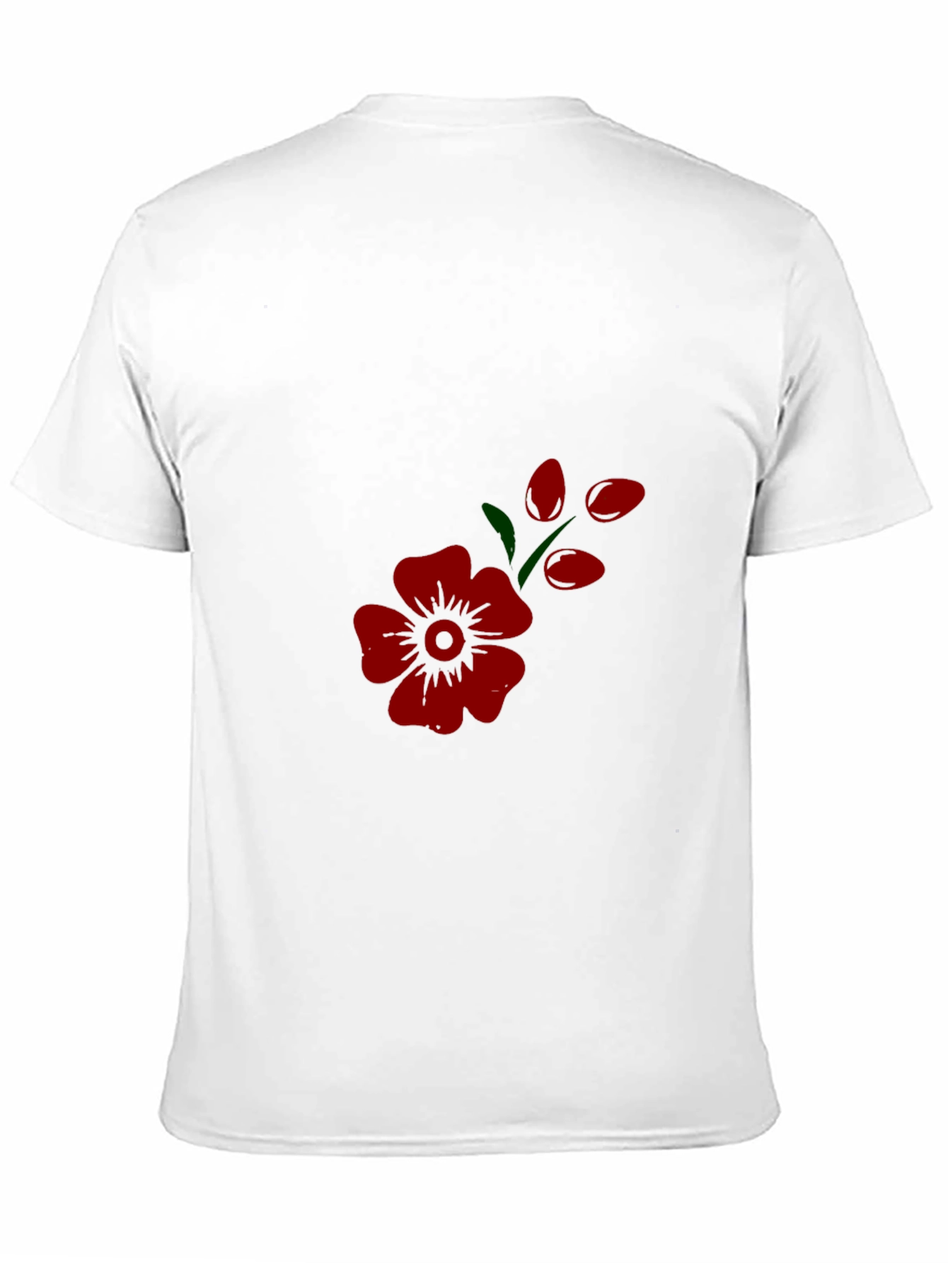 Mens Black Tee with Red Flower Print