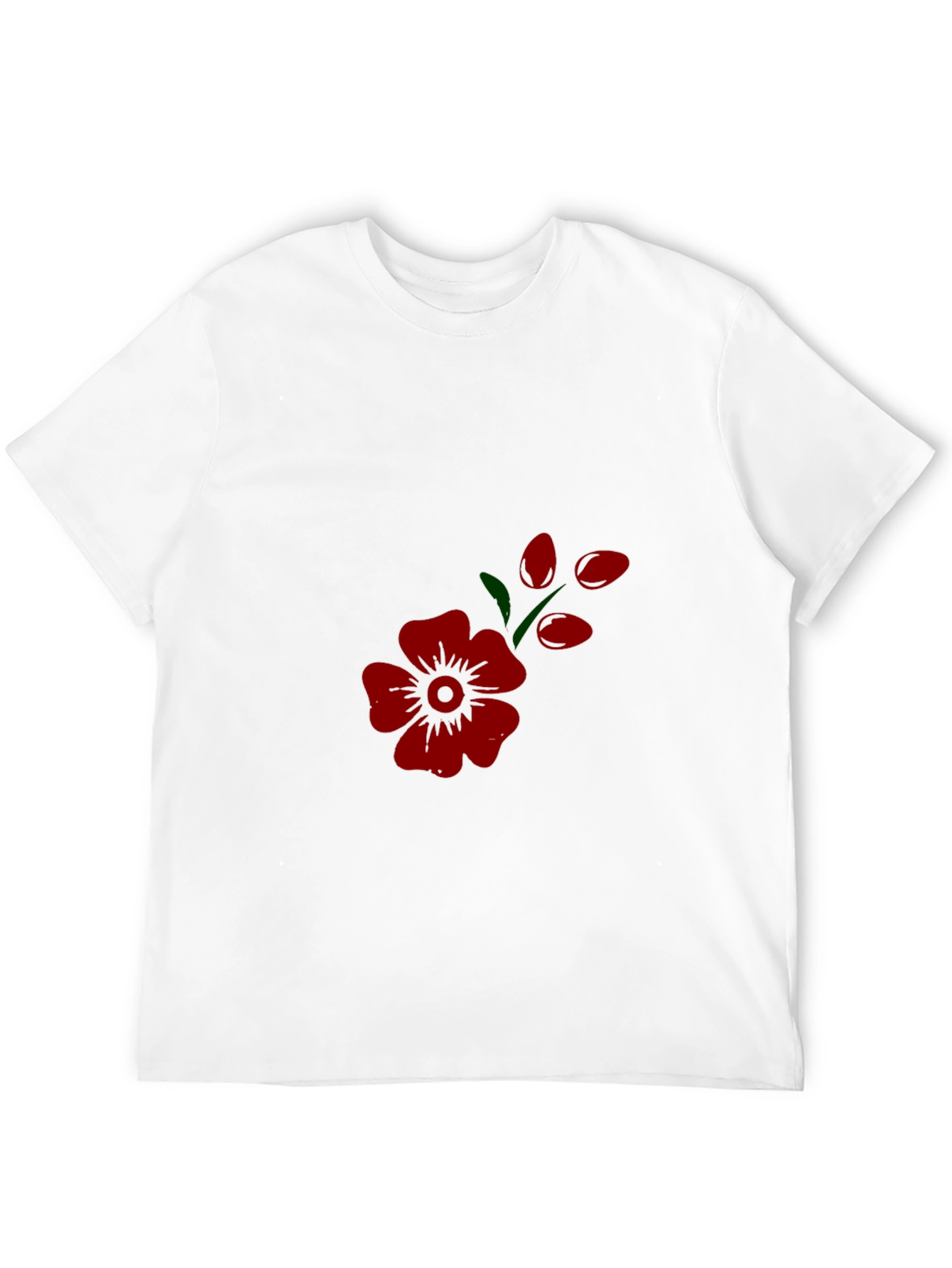 Mens Black Tee with Red Flower Print