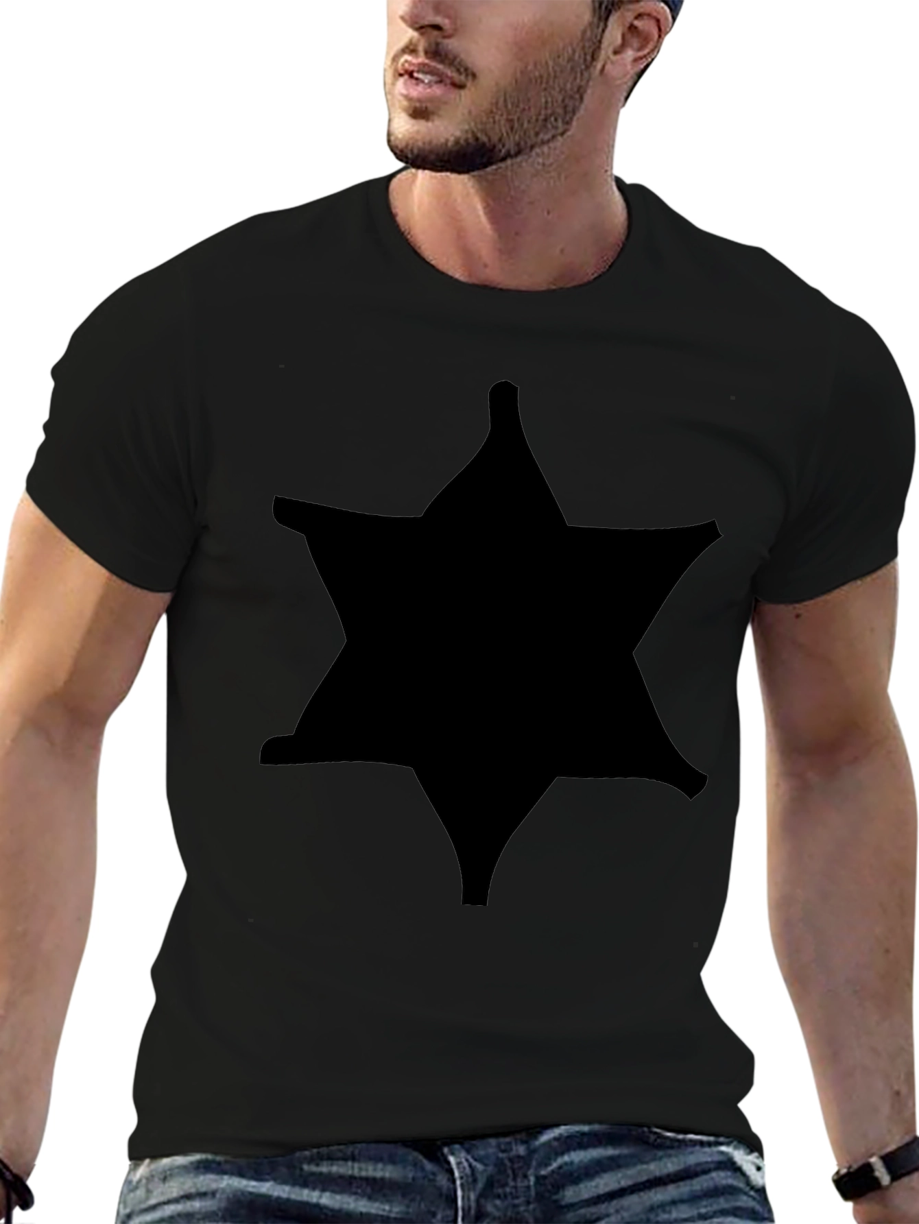 Black Star Graphic Tee - Stylish Mens Casual Shirt