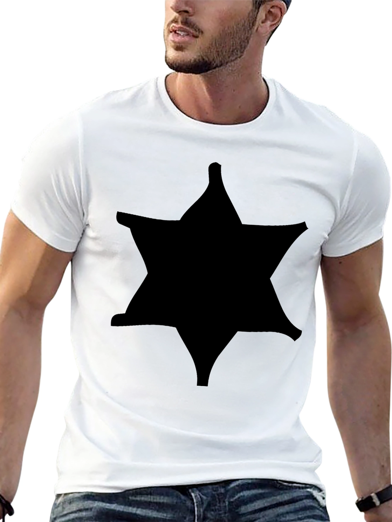 Black Star Graphic Tee - Stylish Mens Casual Shirt